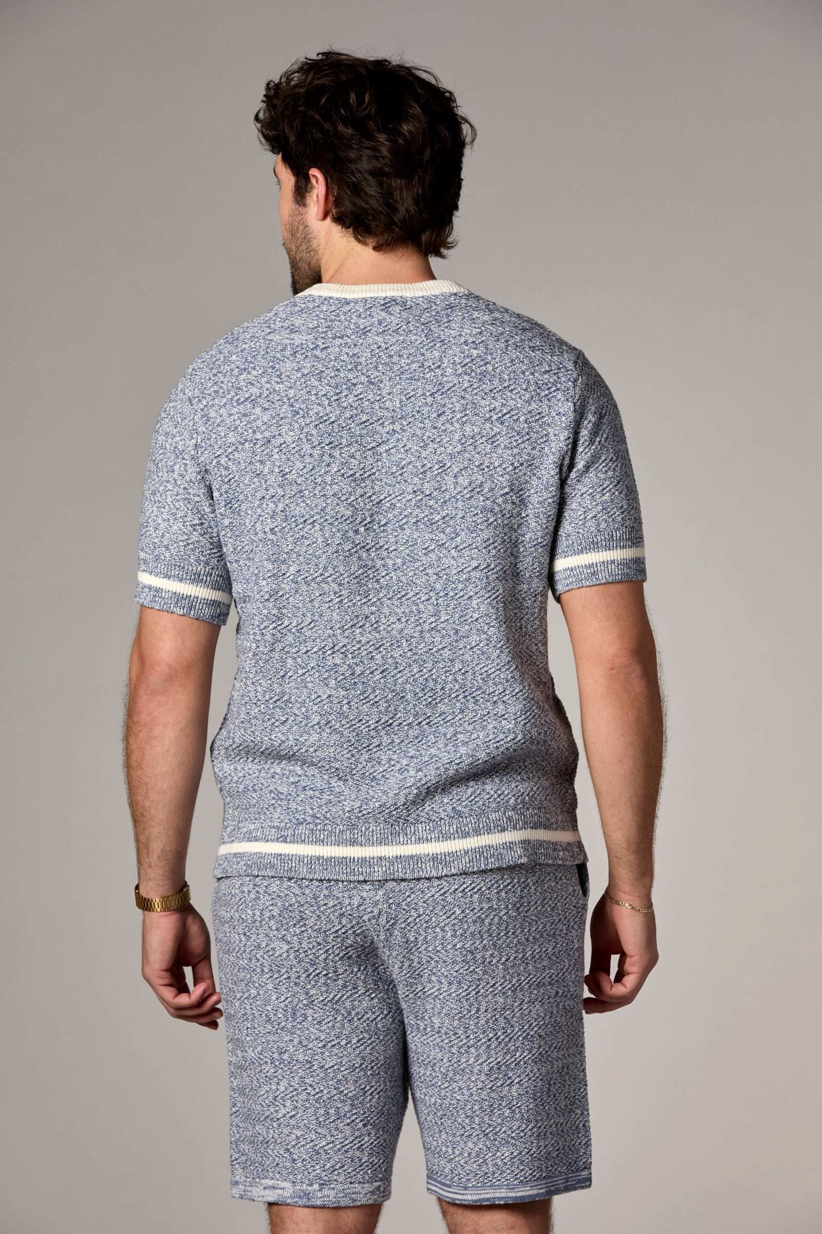 Textured Knit Tee Denim Multi