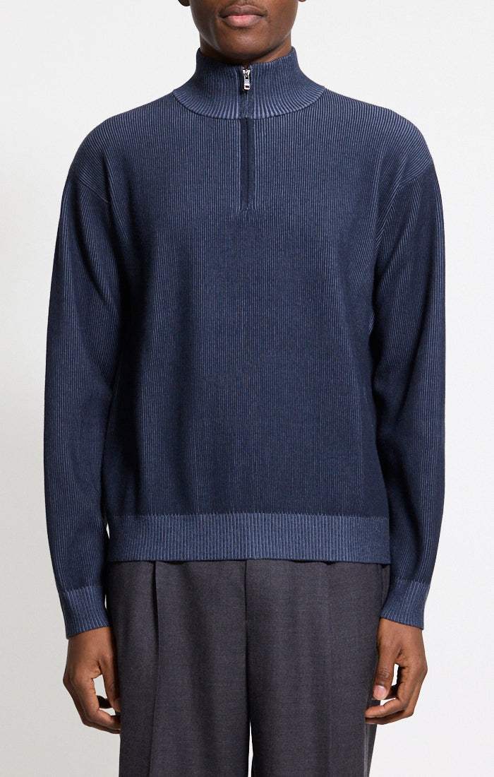 Melange Knit Light Bilen Quarter Zip Baltic/Dusk Blue