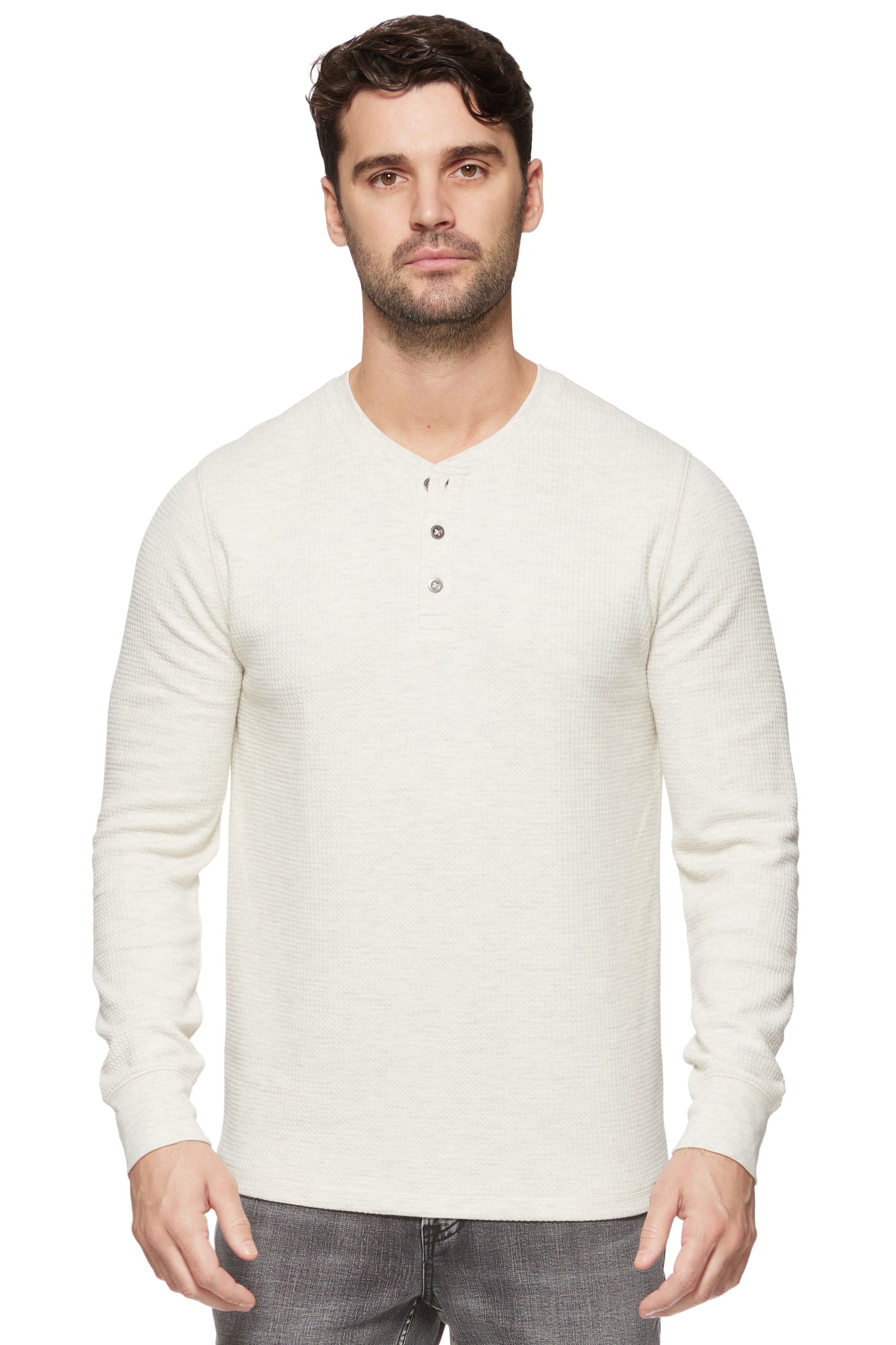 Chatsworth Soft Waffle Henley Oatmeal Heather