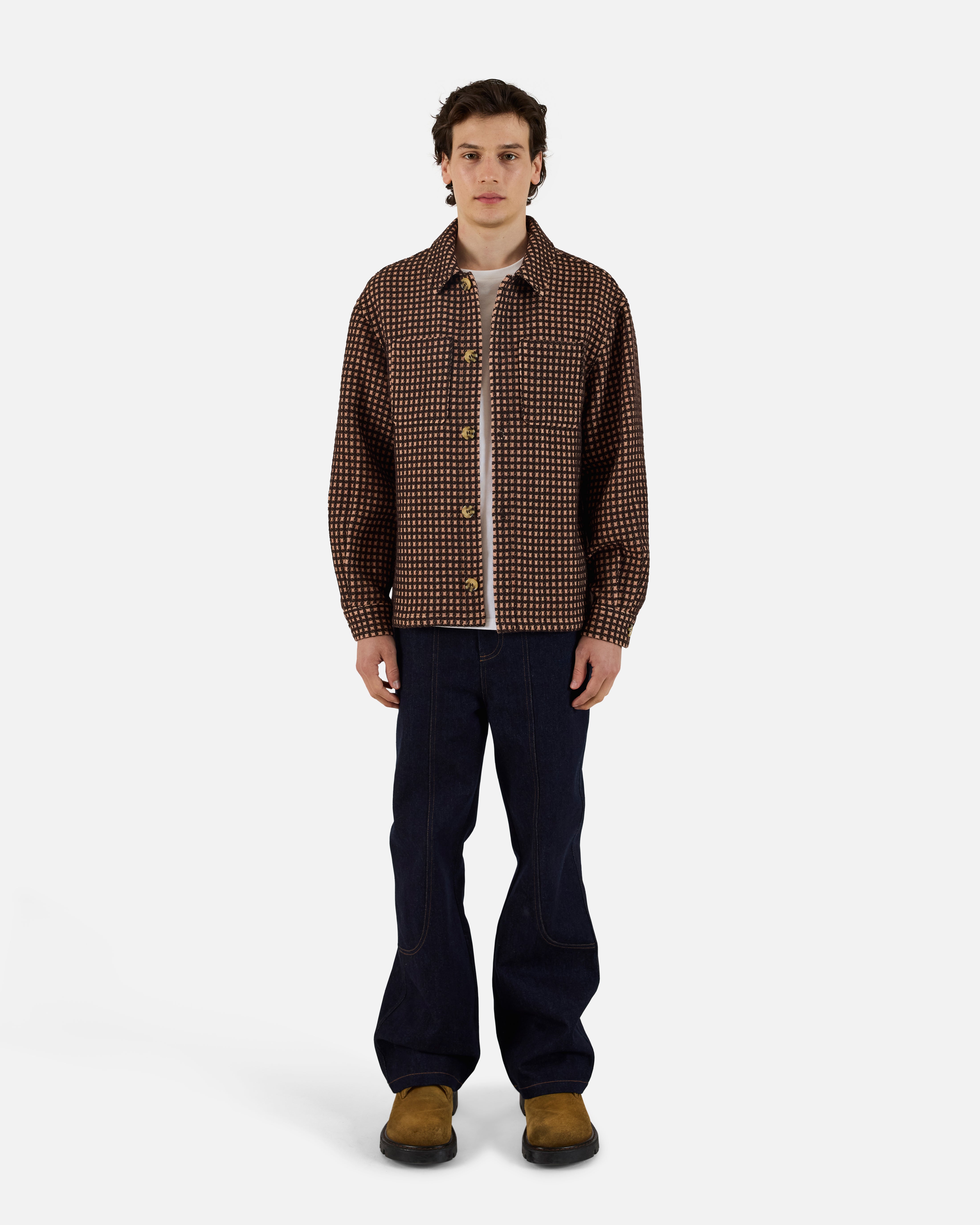 Wool Check Overshirt Golden Straw