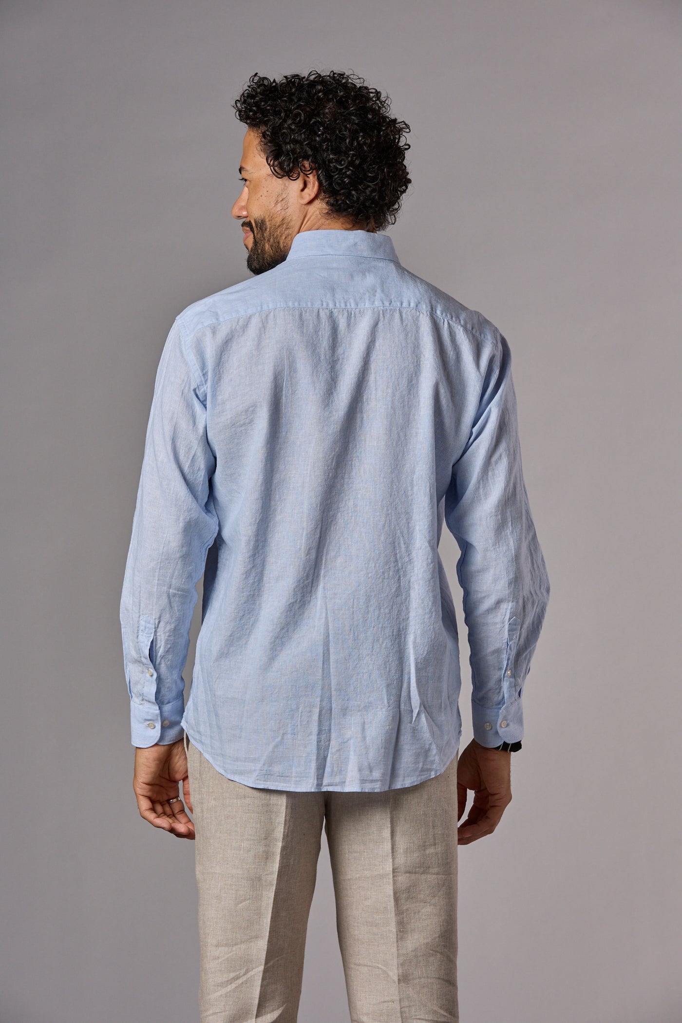 Larry Hidden Button Shirt Blue