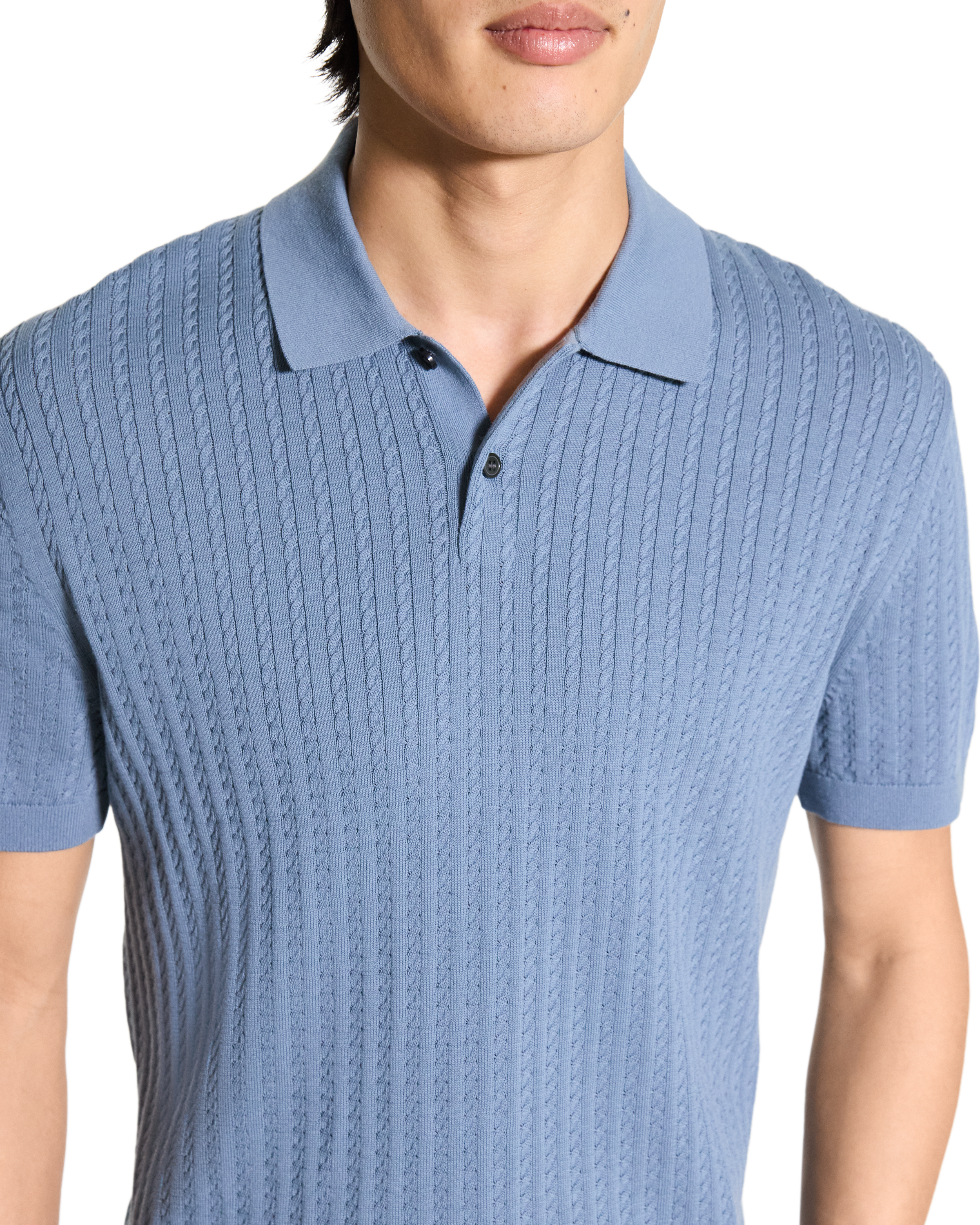 Breach Cable Knit Polo Dark Rainstorm