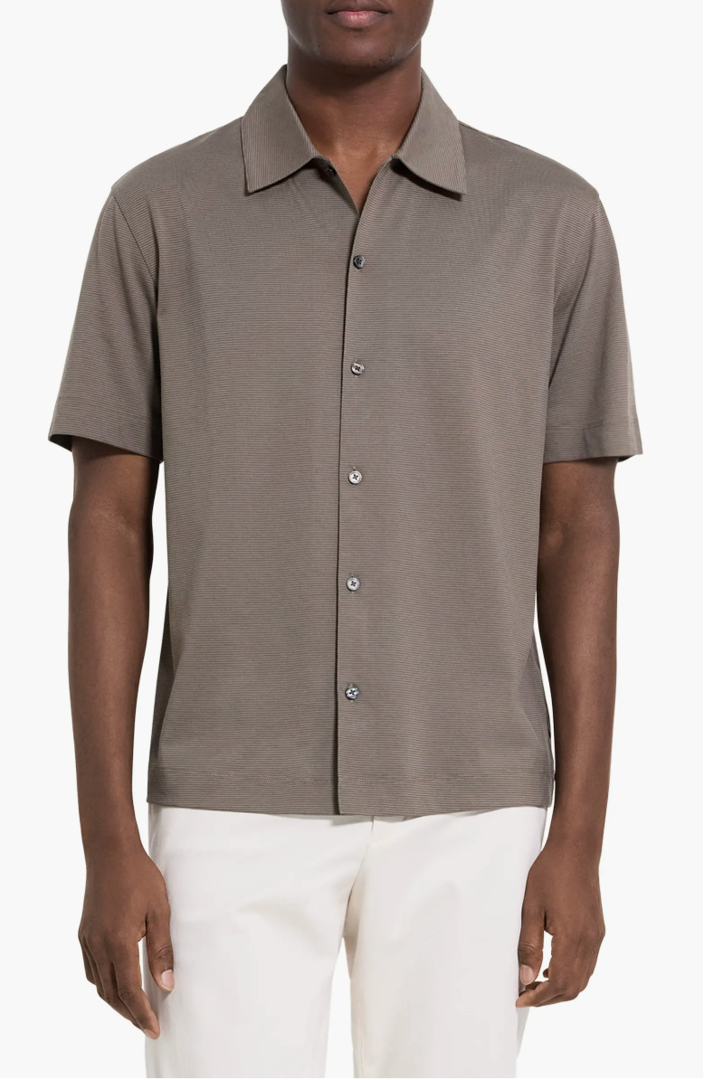 Relaxed Stripe Button Down Shirt Morel