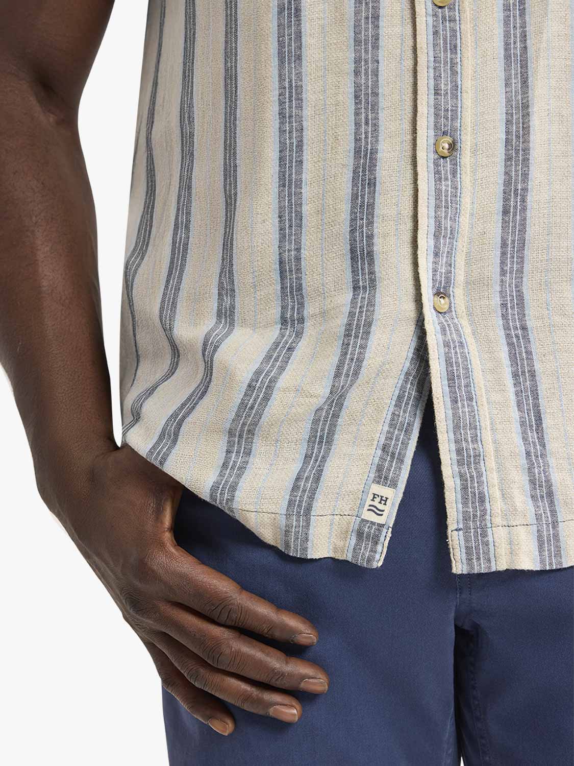 Oasis Textured Short Sleeve Shirt Sea Blue Stripe