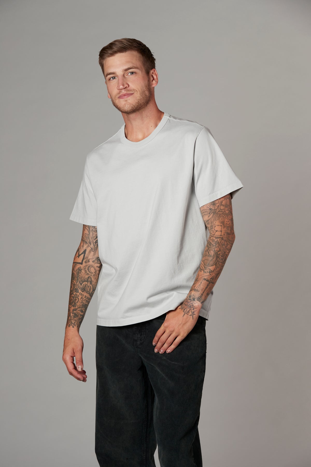 Leo Short Sleeve Crew T Silver