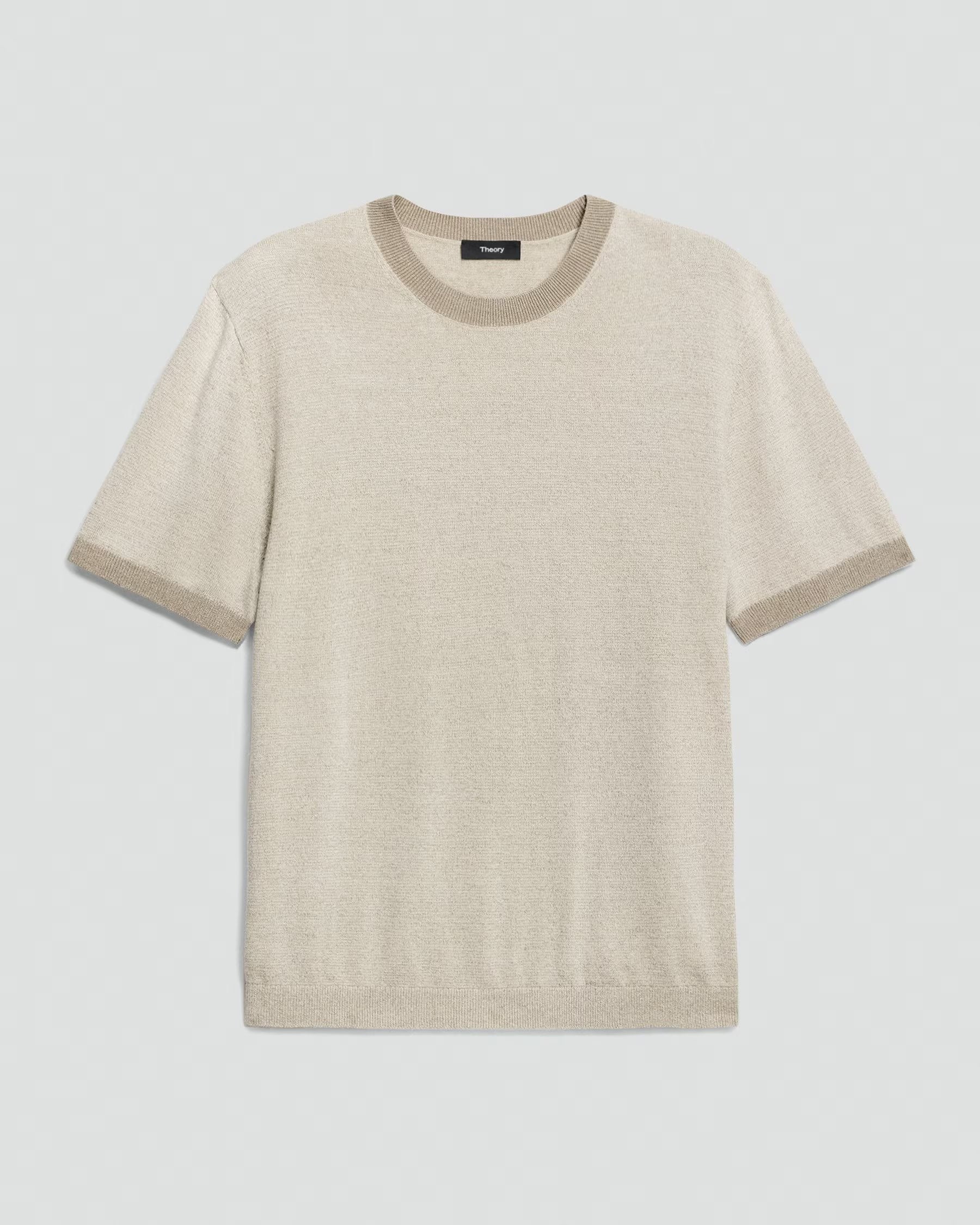 Short Sleeve Crewneck in Silk Silver Cloud