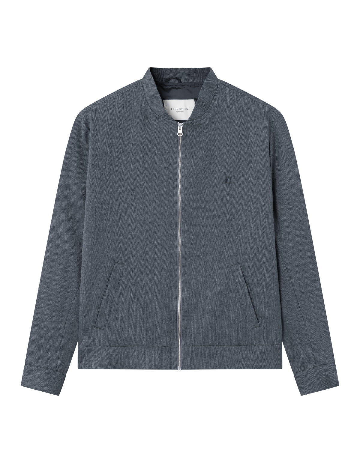 Como Herringbone Bomber Jacket - Light Grey/Charcoal Light Grey Mélange/Charcoal