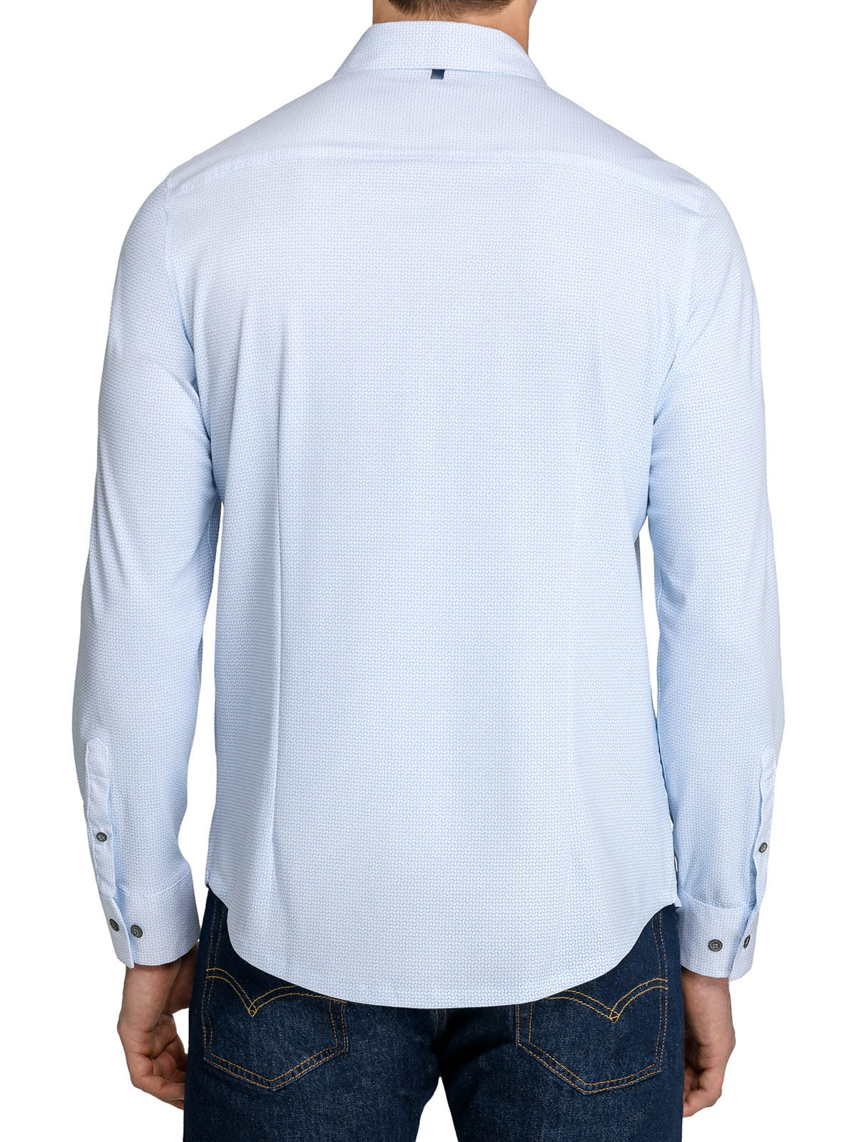 Abstract Squiggle Reworked Woven Long Sleeve Basic White/Blue