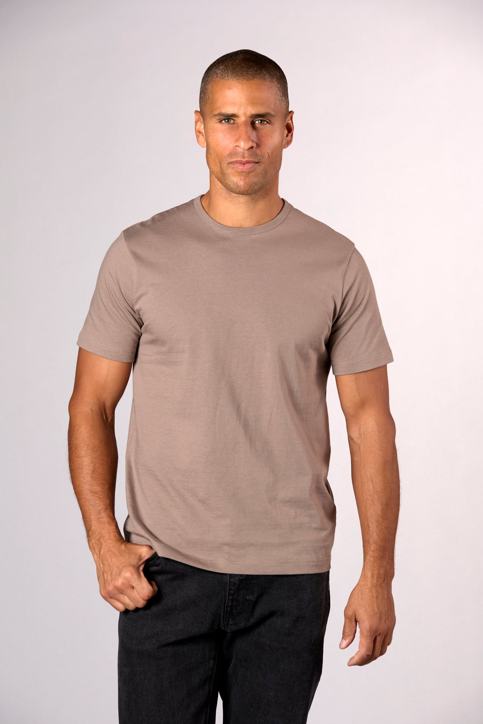 The Hudson Crew Tee in Heavy Cotton Jersey Cobblestone