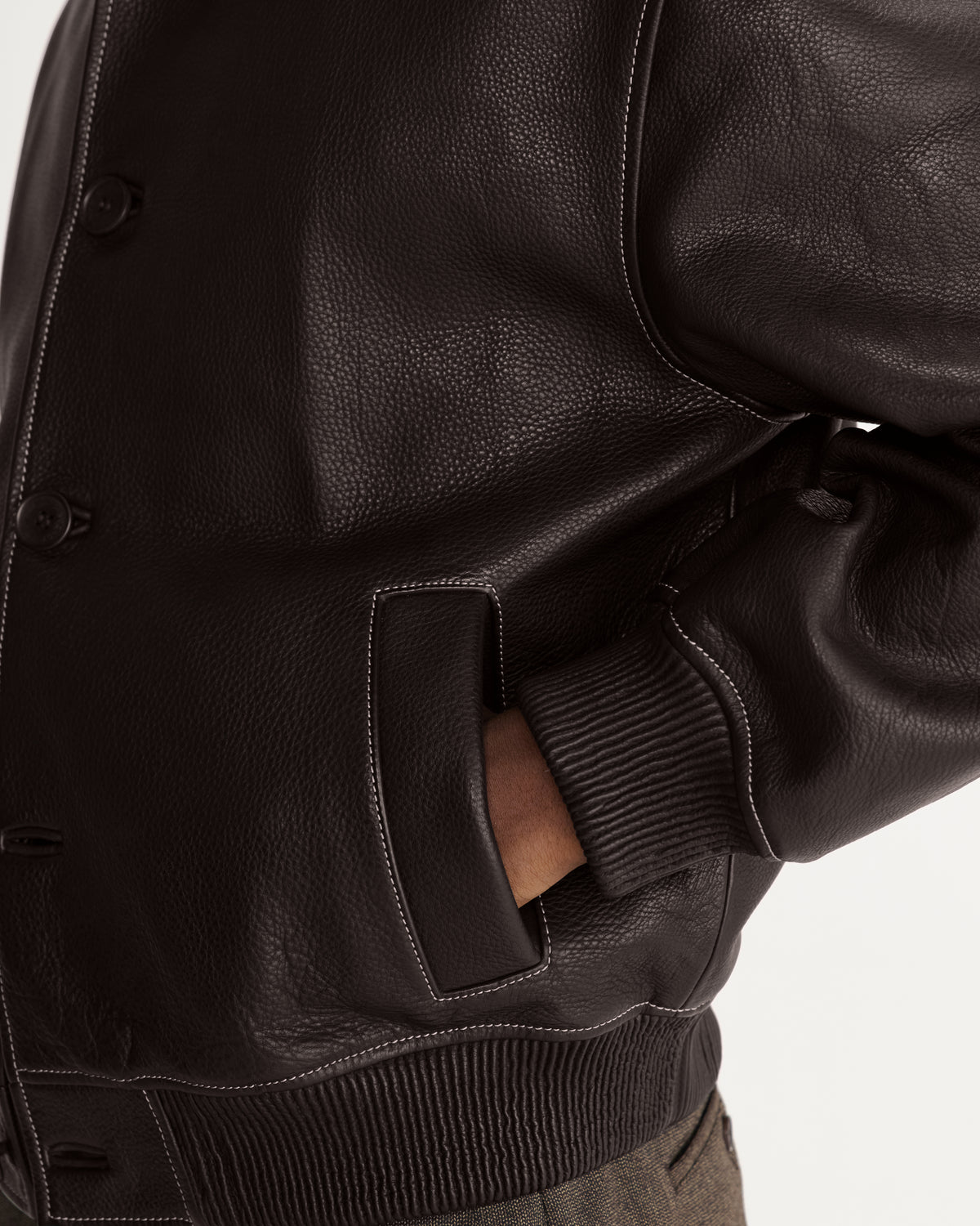 Fitzroy Flight Jacket in Leather Dark Brown