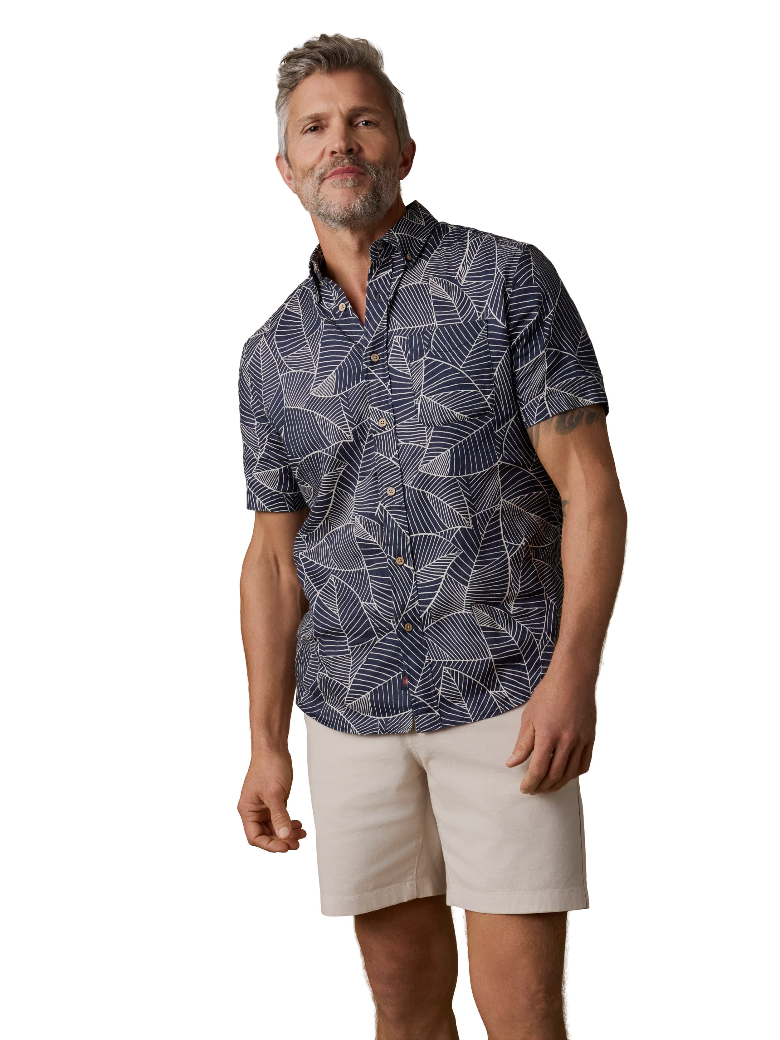 Breeze Shirt Dark Ocean Leaves