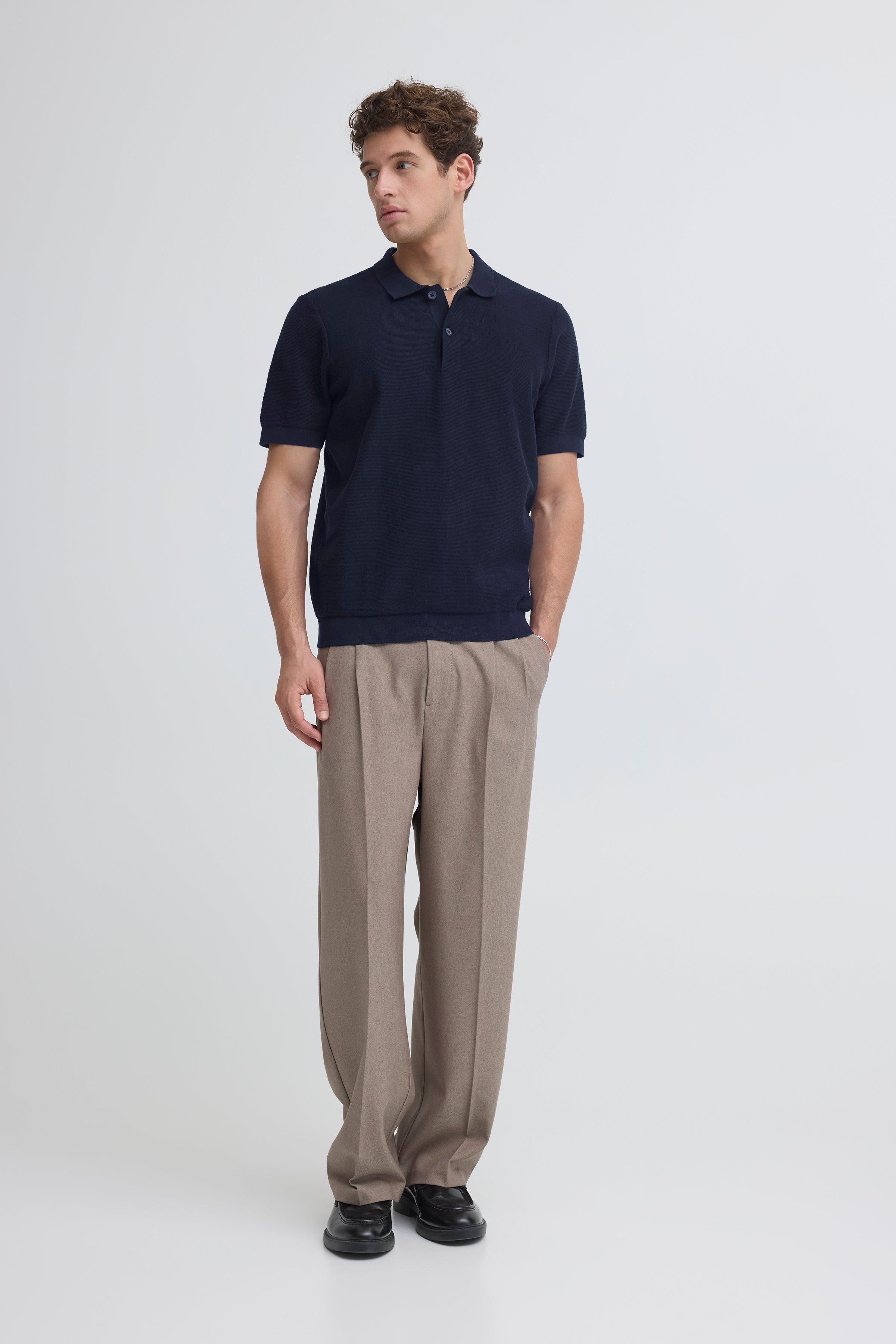 Edward Relaxed Knit Polo Dark Navy