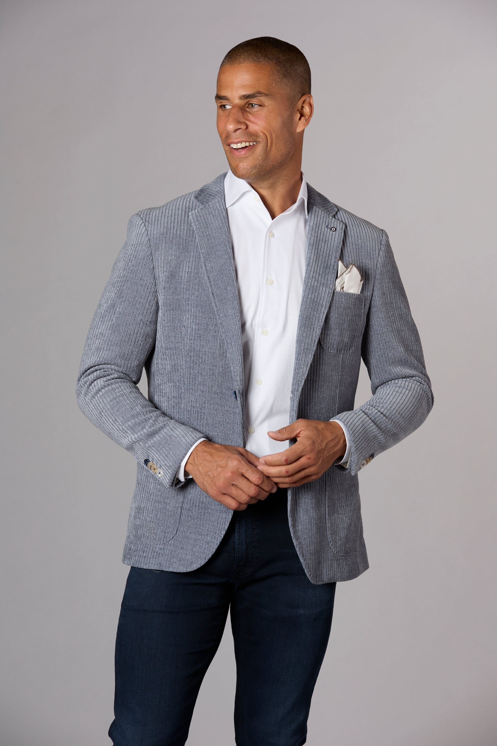 Luxe Corduroy Stretch Jacket Blue