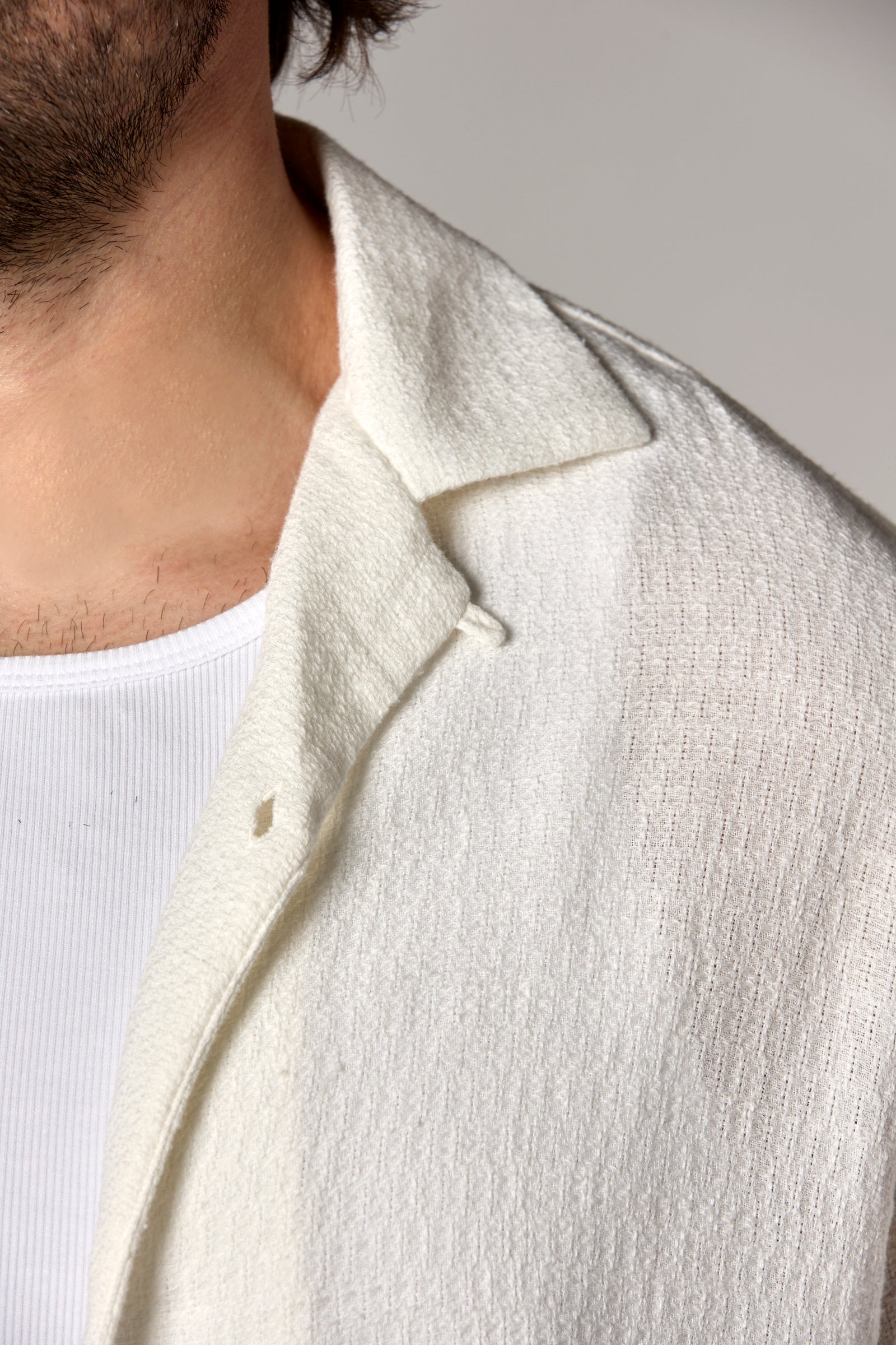 Morgan Bahamas Cotton/Linen Camp Shirt Off-White