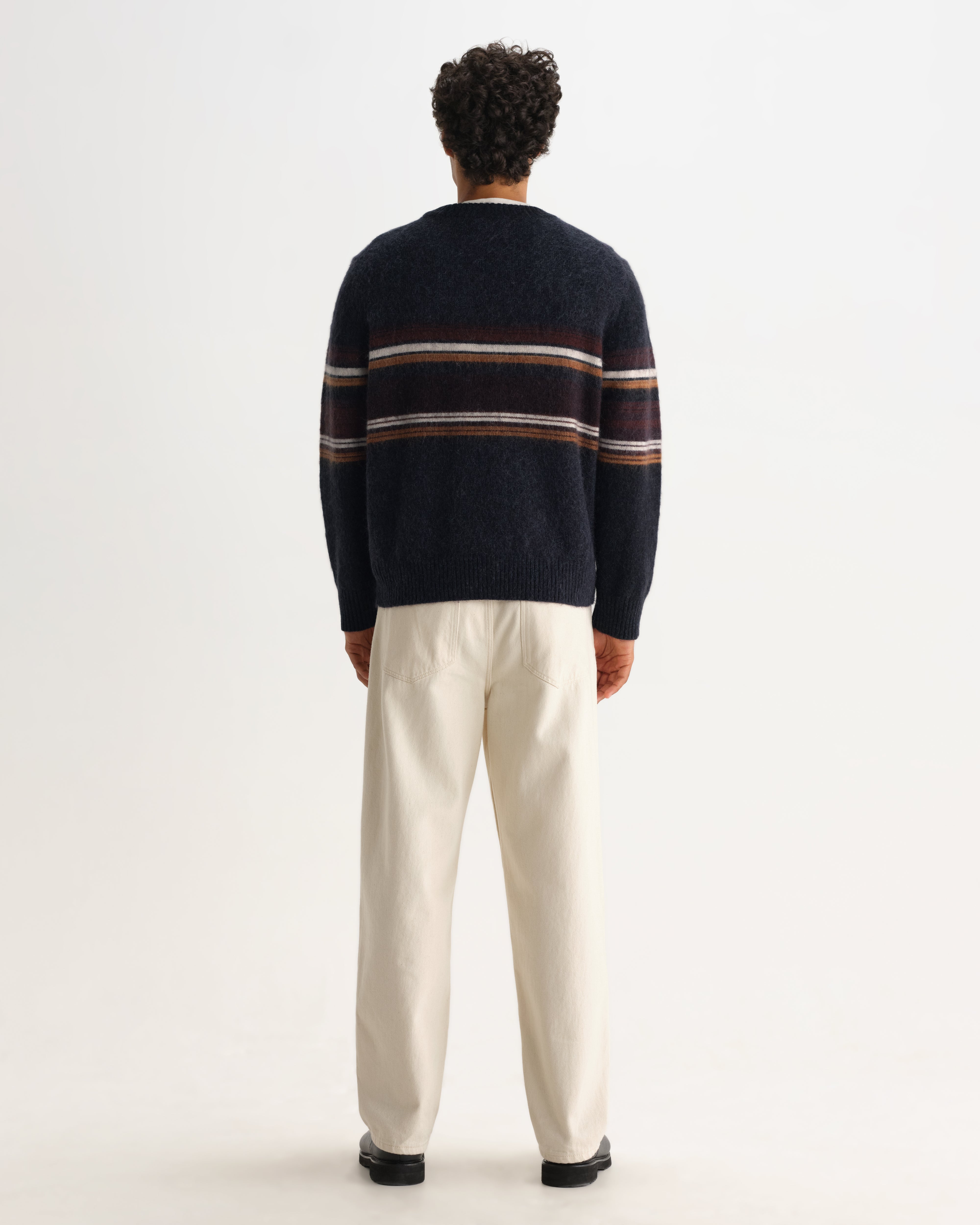 Wilde Crew in Brush Bold Stripe Charcoal/Brown