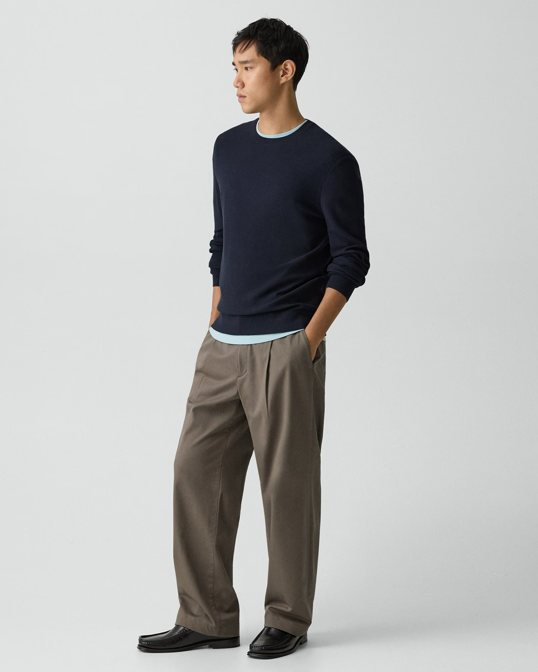 Riland Crewneck Sweater in Light Bilen Dark Eclipse