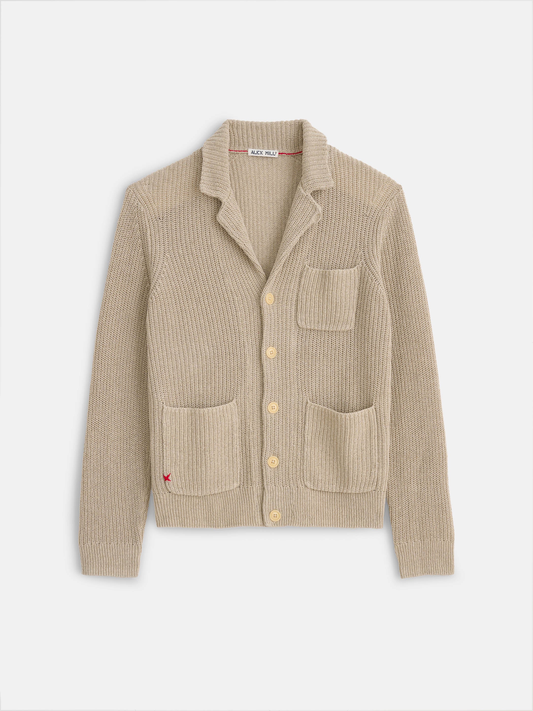 Ribbed Blazer Cardigan In Linen Cotton Flax