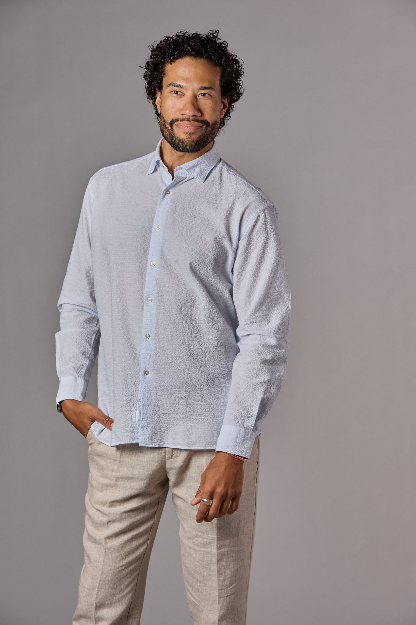 Allen Hidden Button Shirt Blue