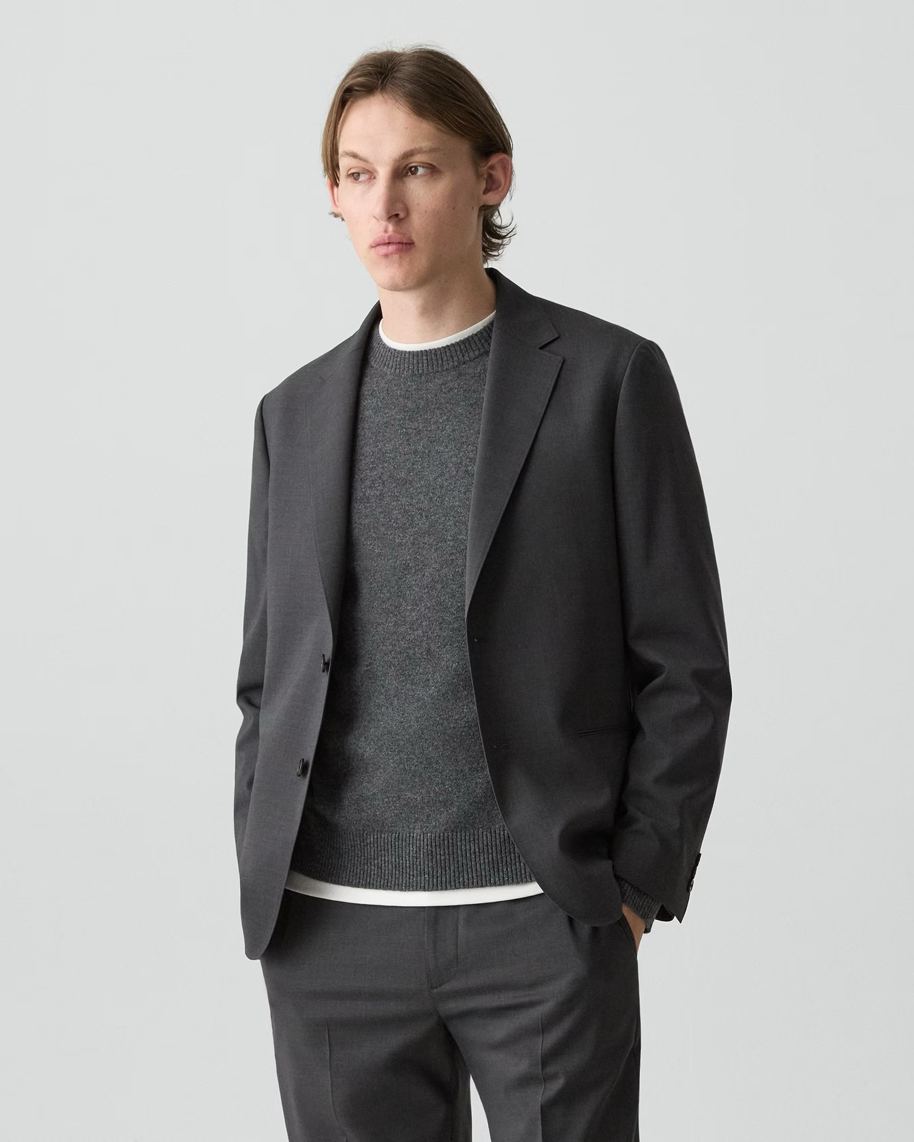 Clinton Travel Blazer in Motion Wool Charcoal Melange