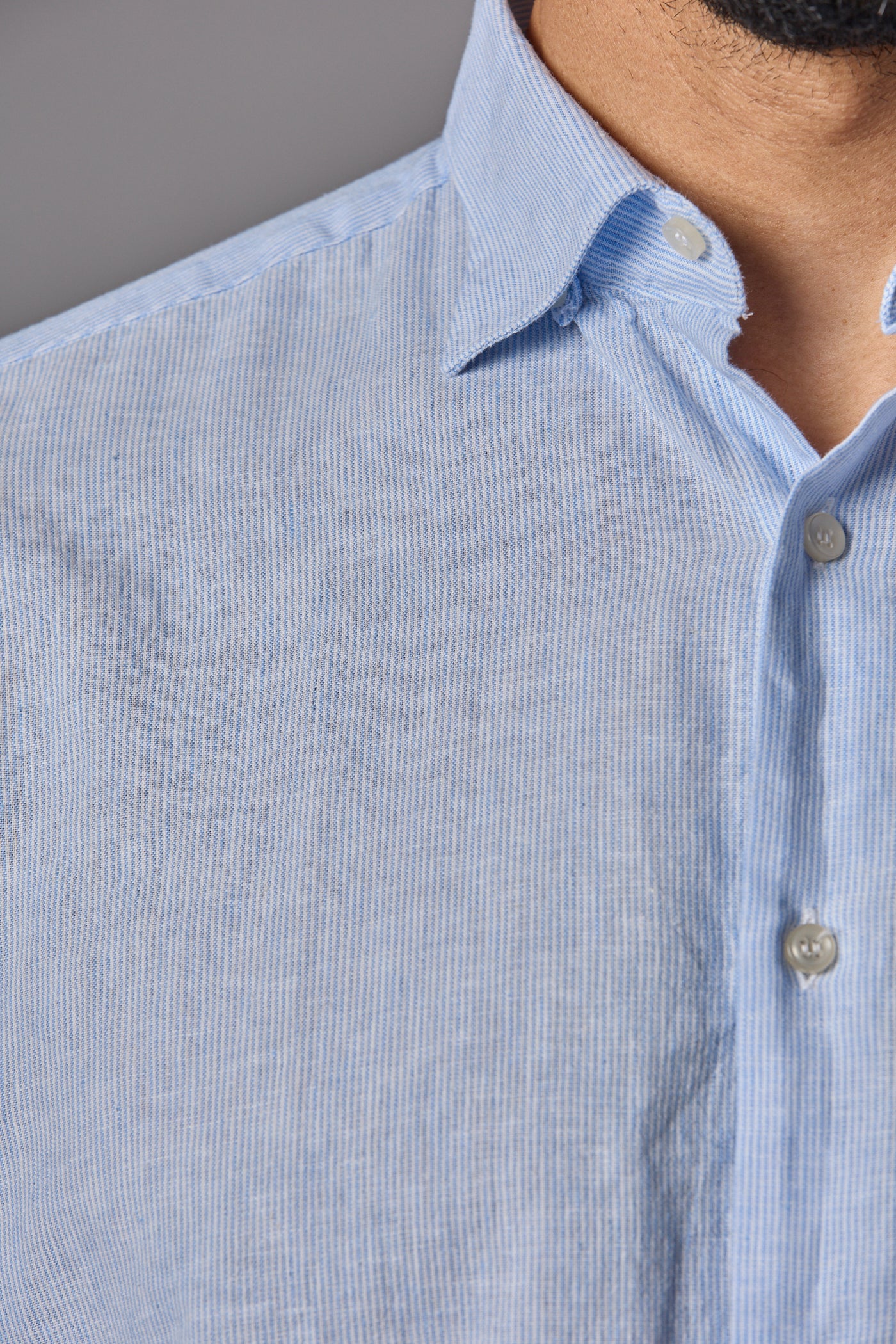 Larry Hidden Button Shirt Blue