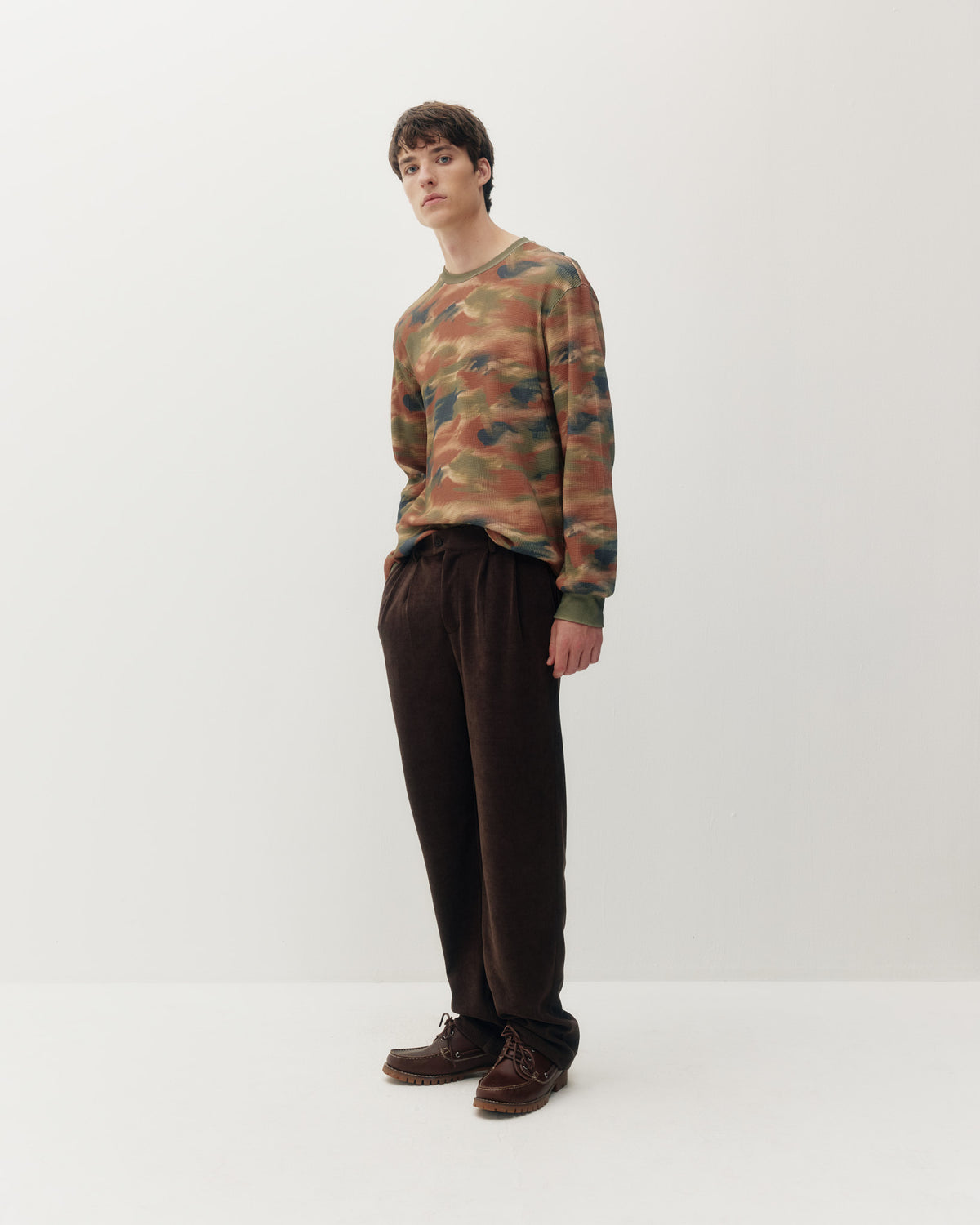 Chenille Knit Pleated Trouser Brown