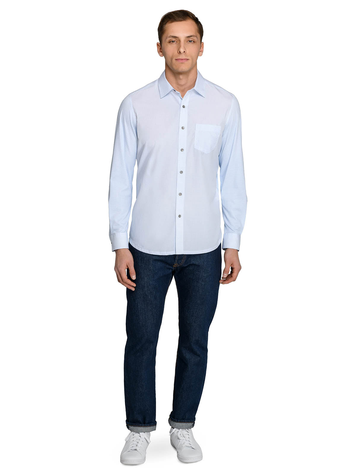 Abstract Squiggle Reworked Woven Long Sleeve Basic White/Blue