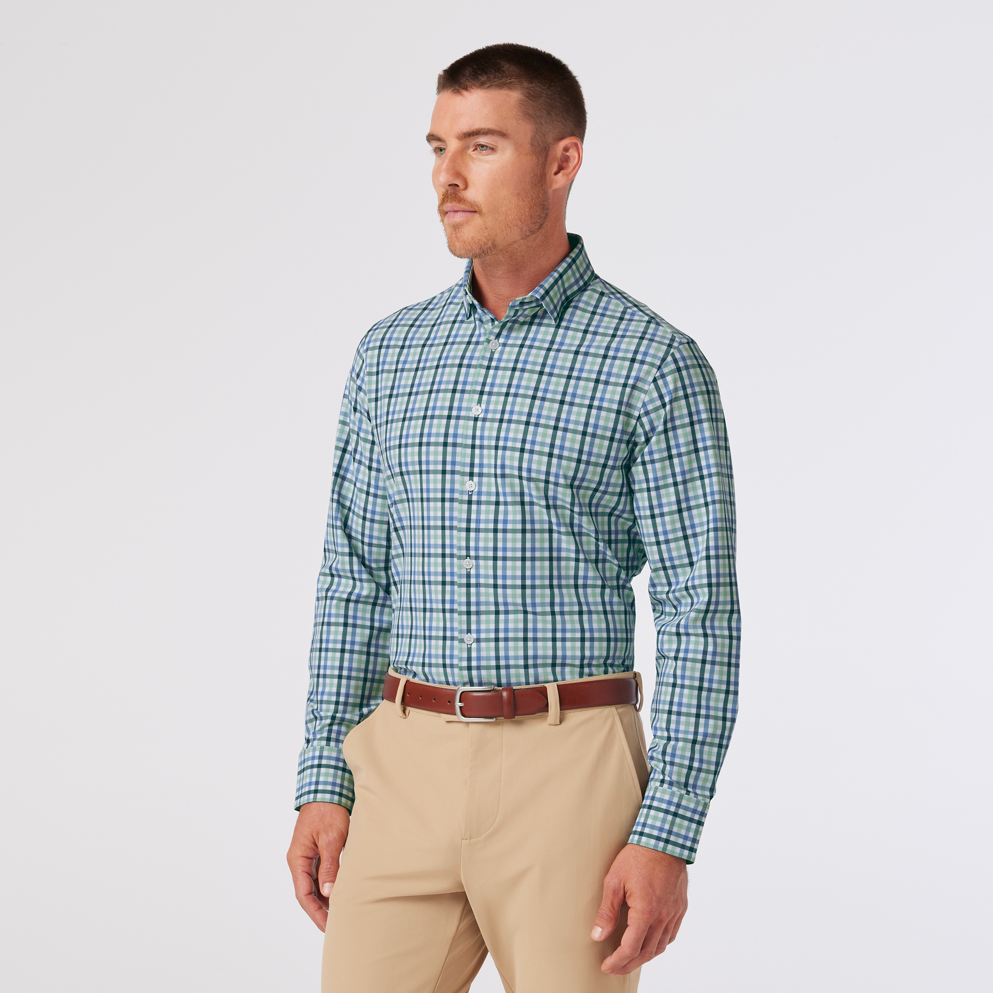 Leeward Long Sleeve Dress Shirt Balsam Coastal Plaid