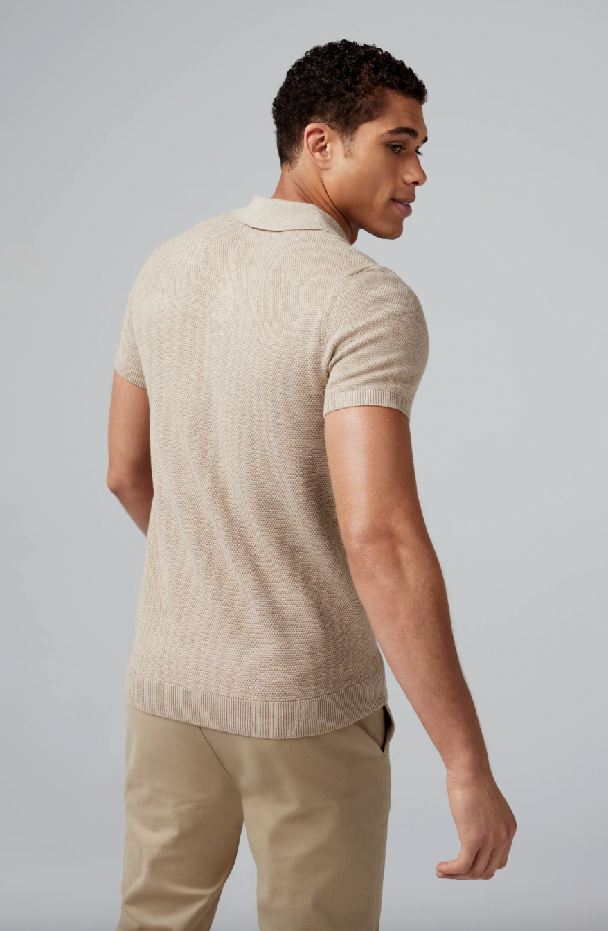 Tech Linen Sweater Polo Nomad Heather