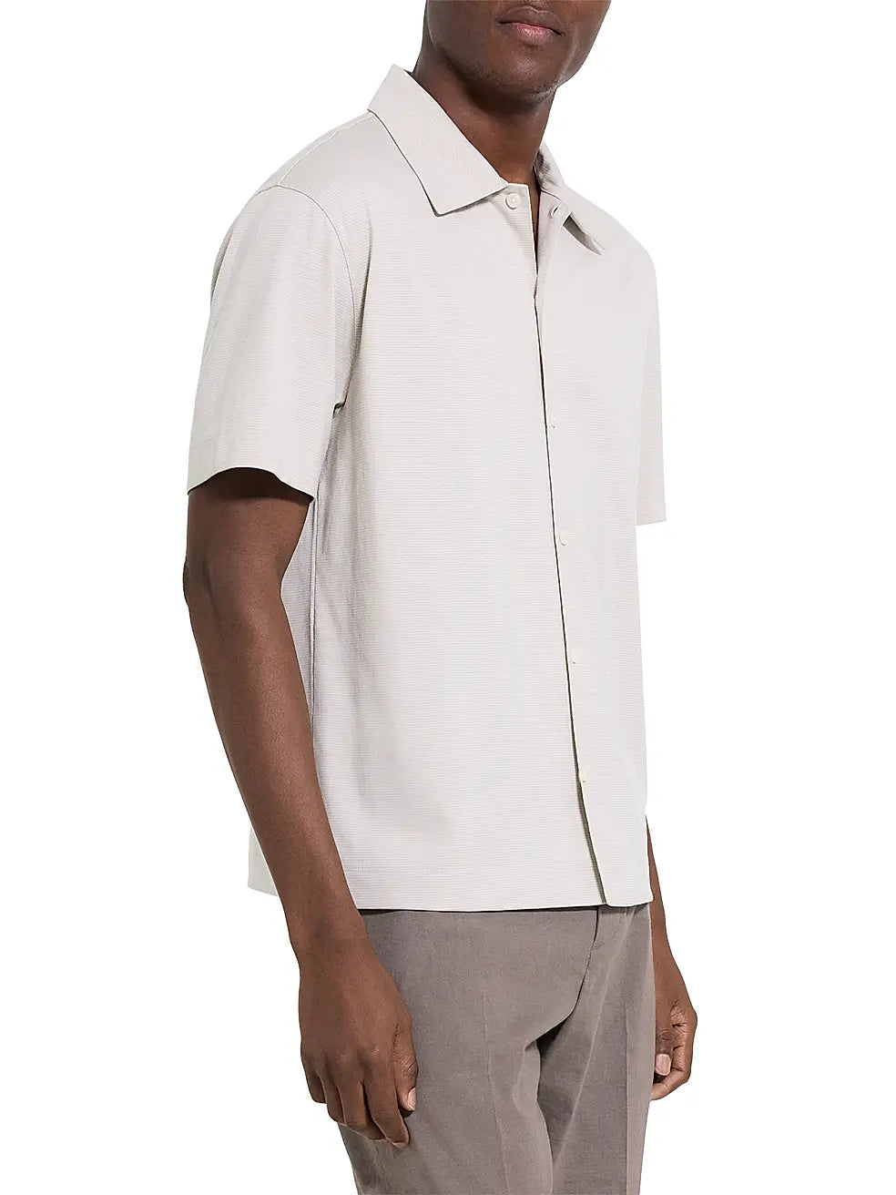 Relaxed Stripe Button Down Shirt Silver Cloud