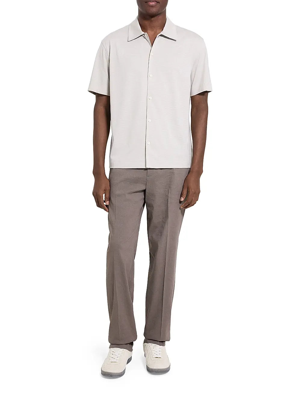 Relaxed Stripe Button Down Shirt Silver Cloud