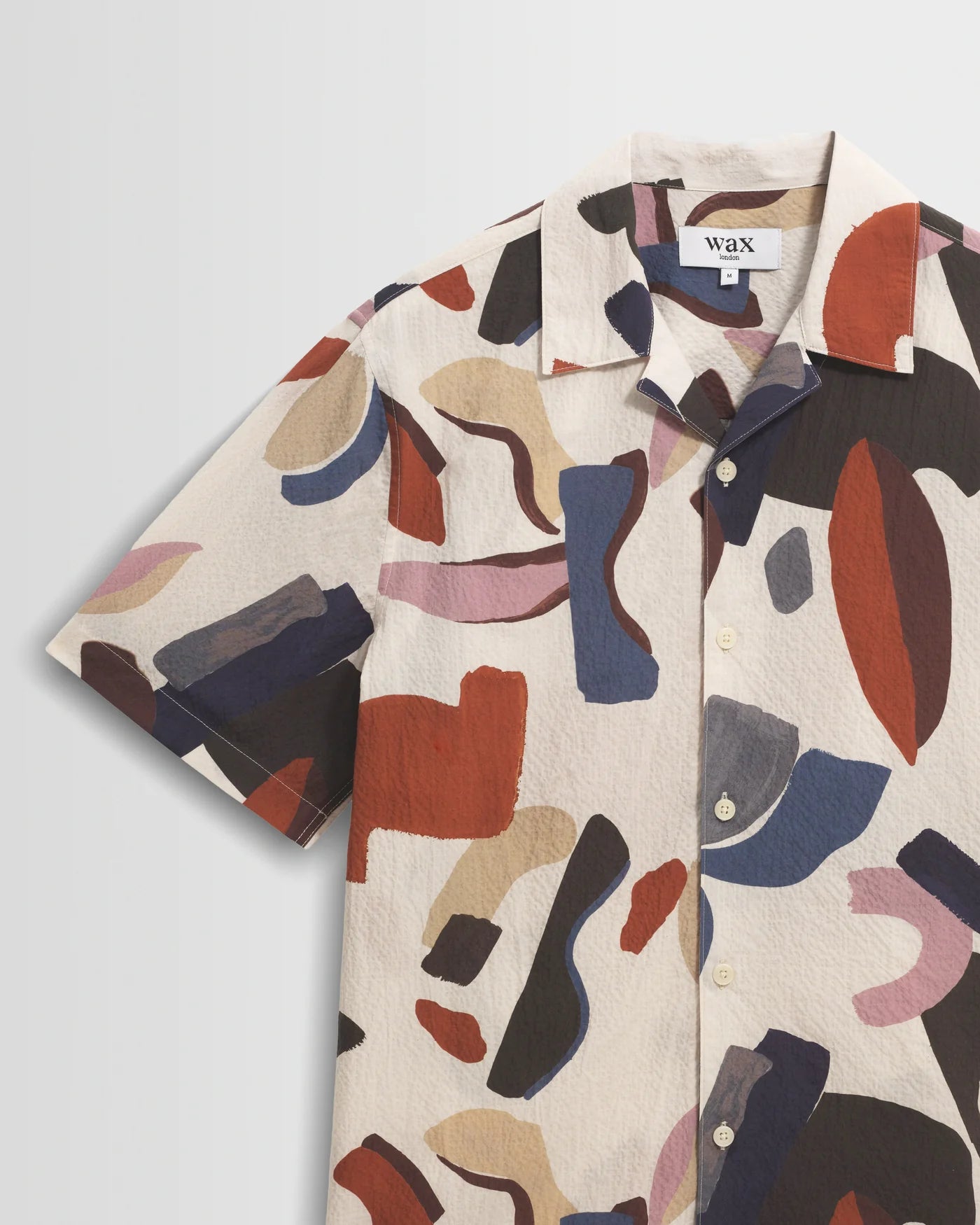 Didcot Short Sleeve Shirt in Abstract Shapes Ecru/Multi
