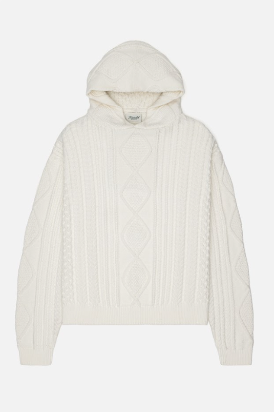 Cable Knit Hoodie Cream