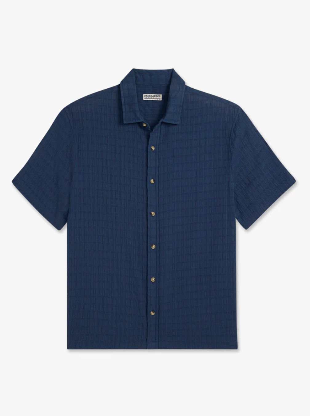 Oasis Short Sleeve Shirt Navy Basket Weave