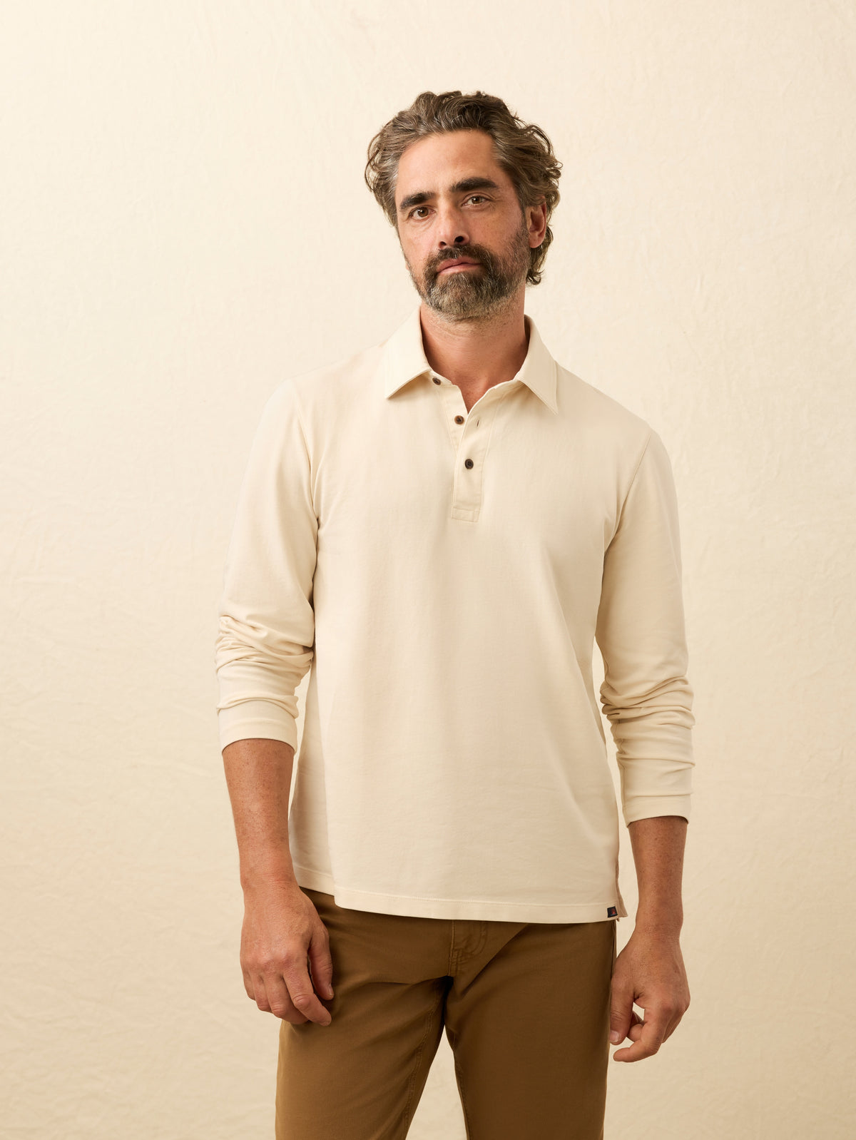 Field Knit Polo Coastal Cream