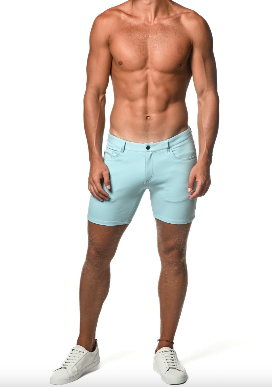 5" Solid Stretch Knit Shorts Ice Blue