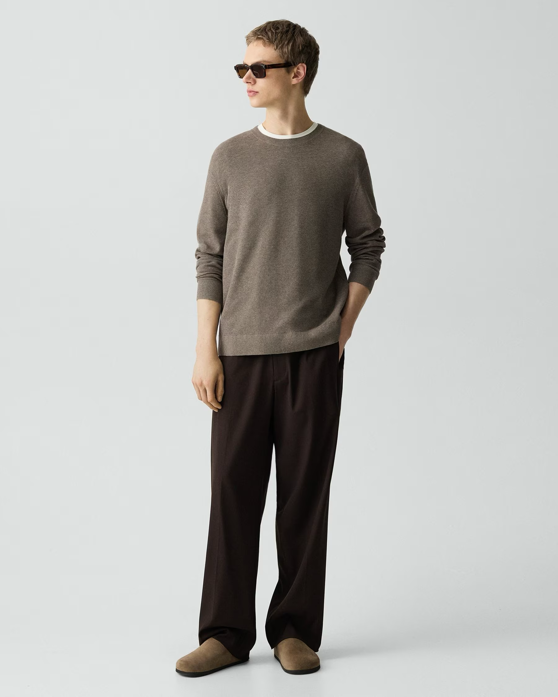 Riland Crewneck Sweater in Light Bilen Morel Melange