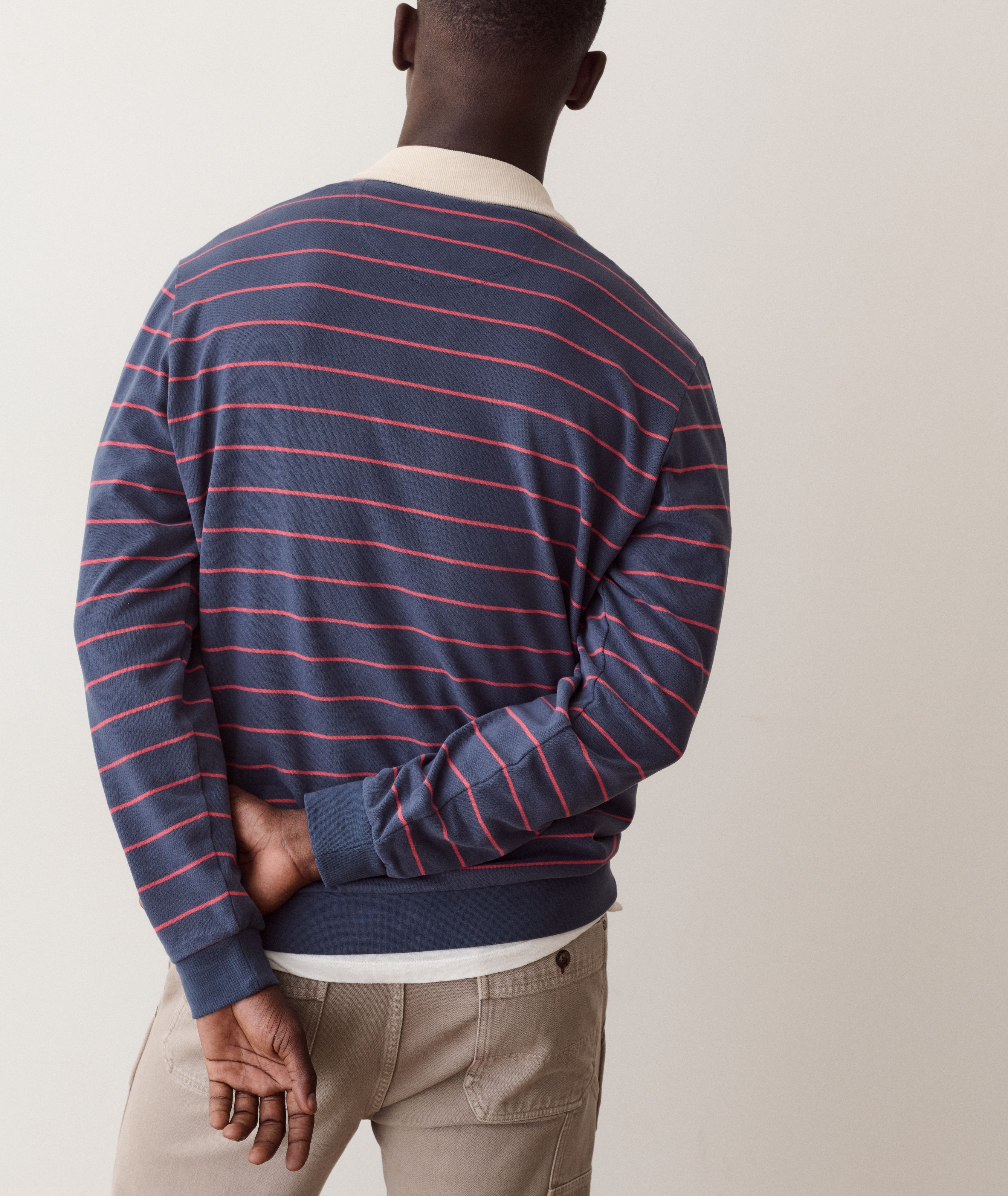 Sueded Rugby Polo Navy/Red Stripe