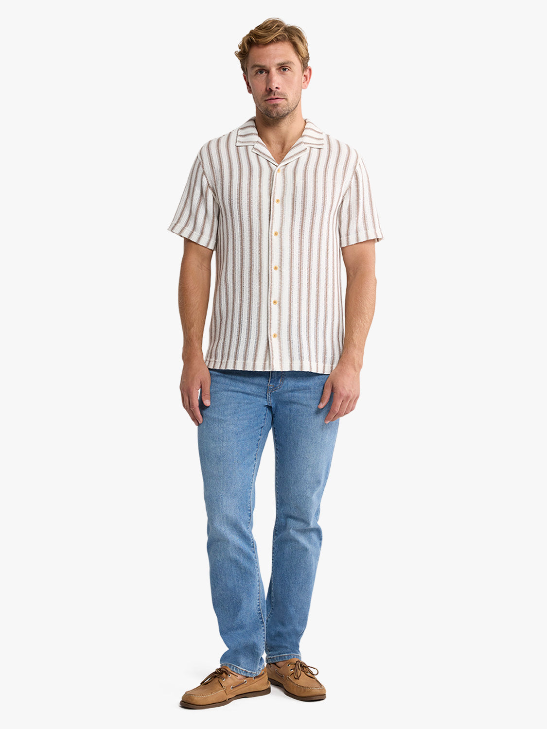 Waveloom Crochet Shirt Natural Stripe