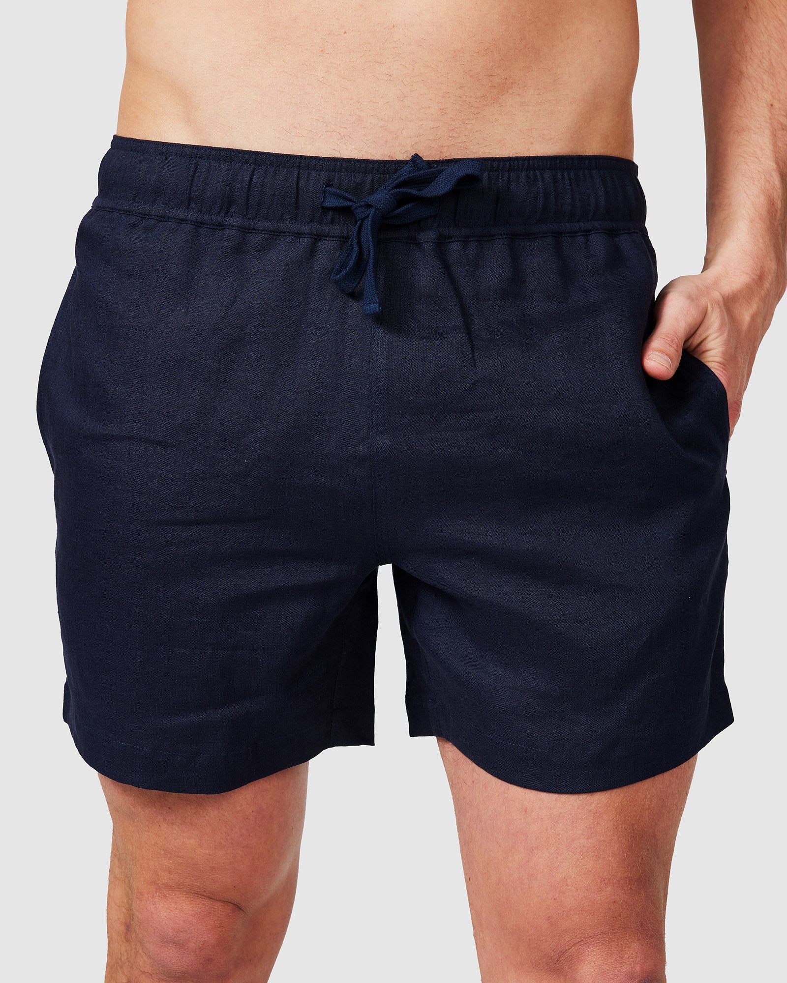 Solid Linen Short Navy