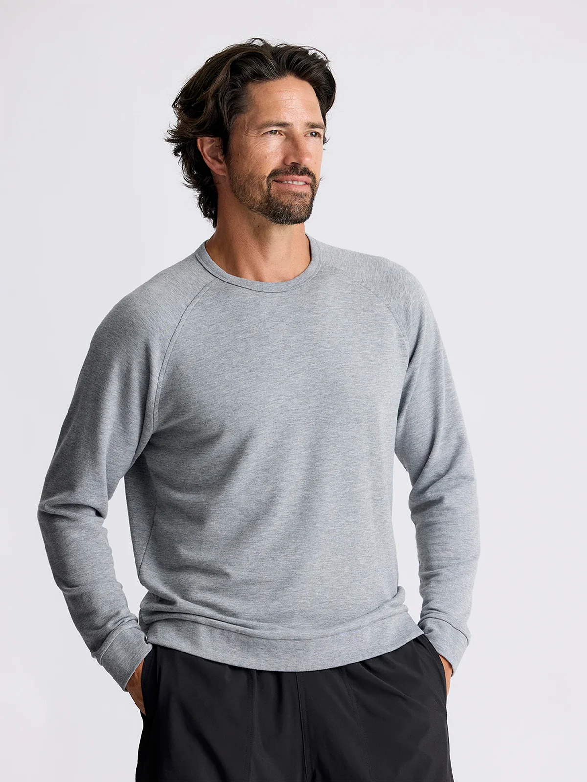 Bamboo Fleece Crewneck in Heather Grey