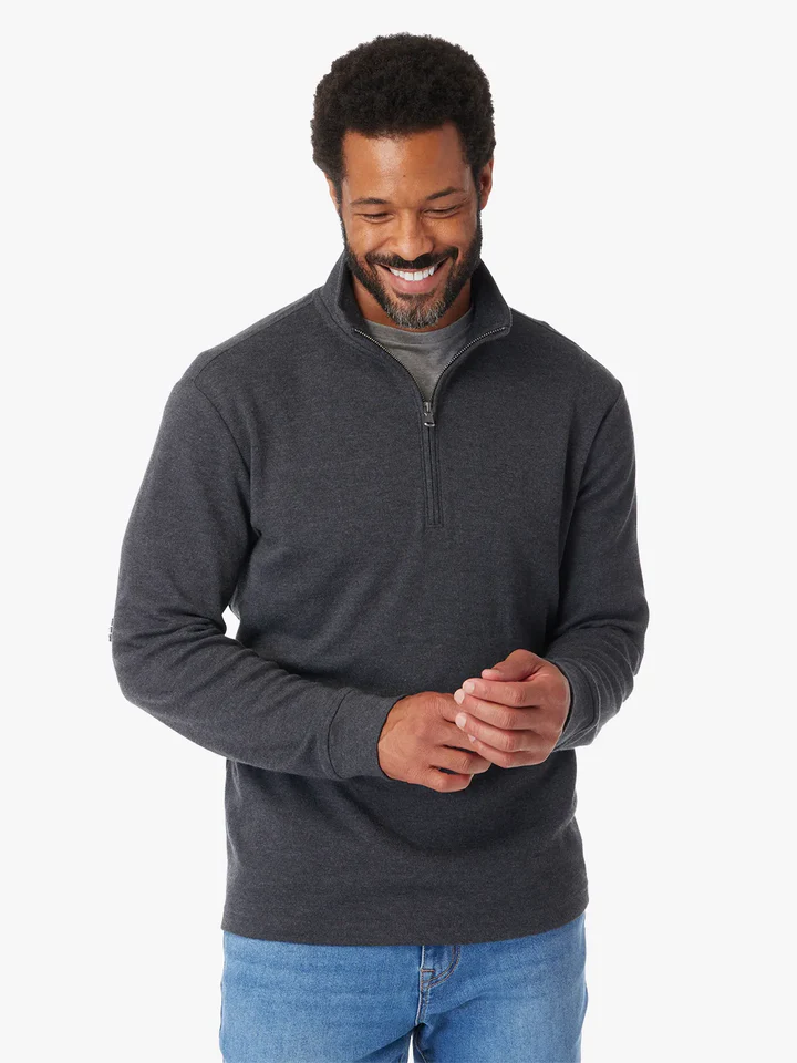 Larchmont Seawool 1/4 Zip, Black