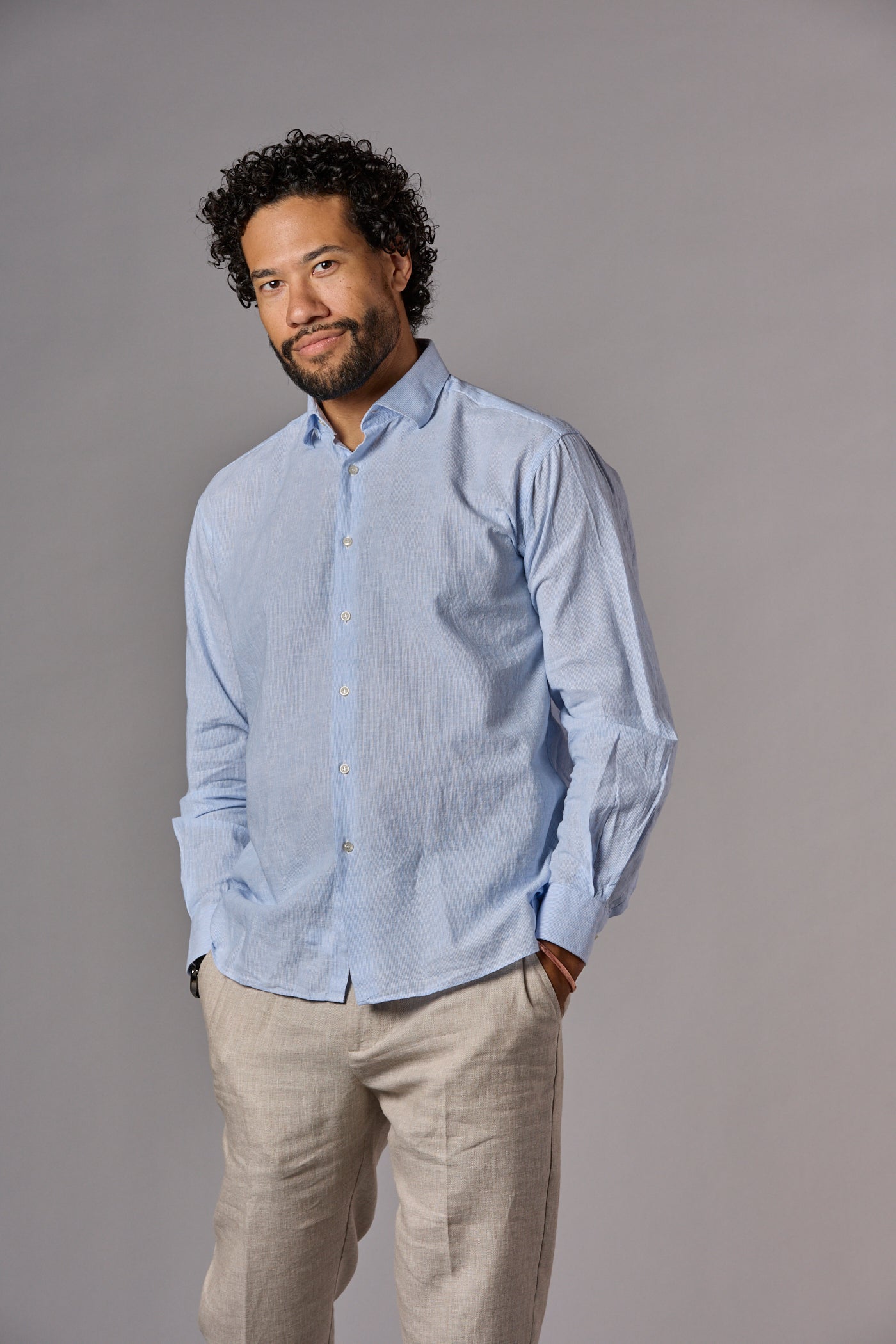 Larry Hidden Button Shirt Blue