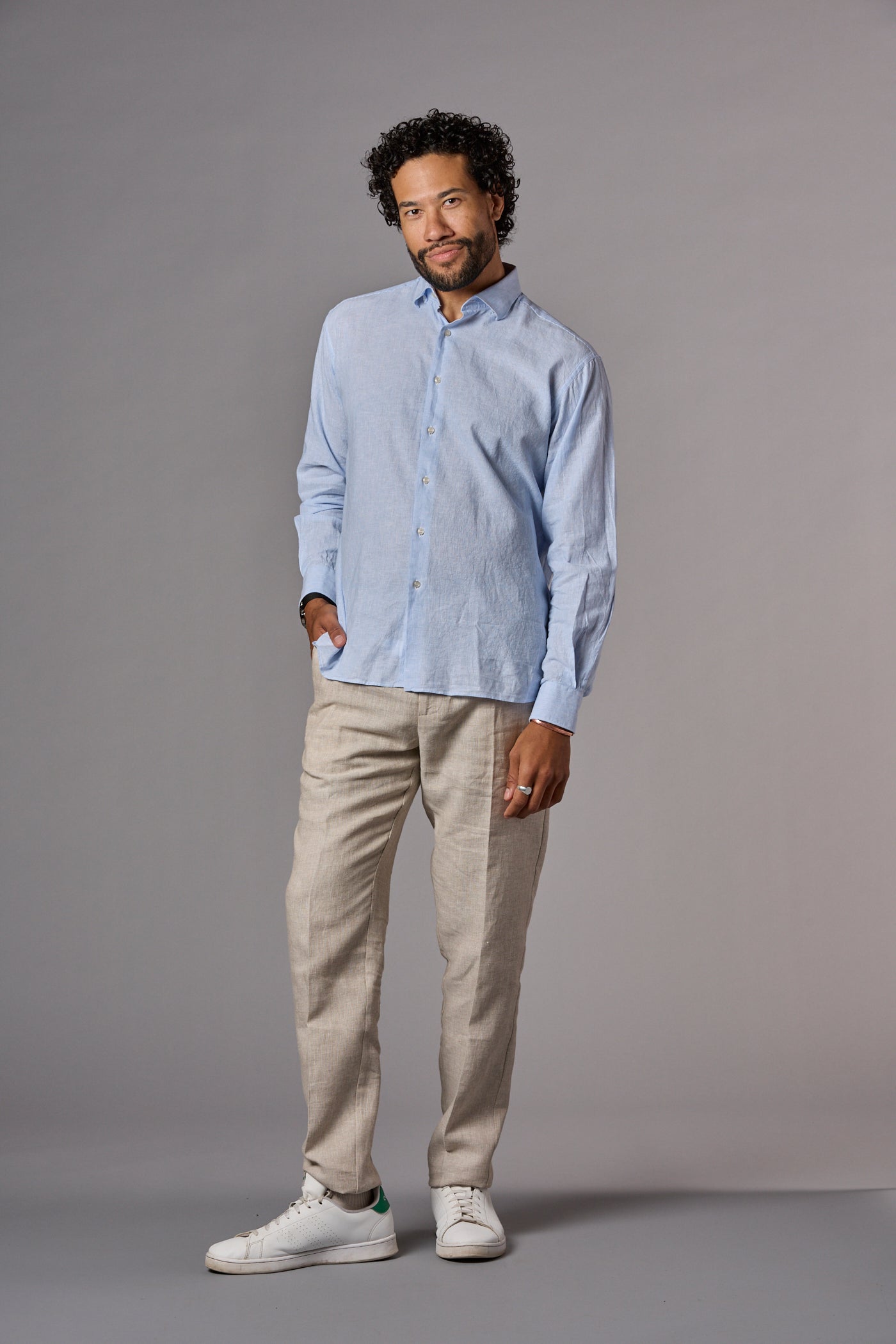 Larry Hidden Button Shirt Blue