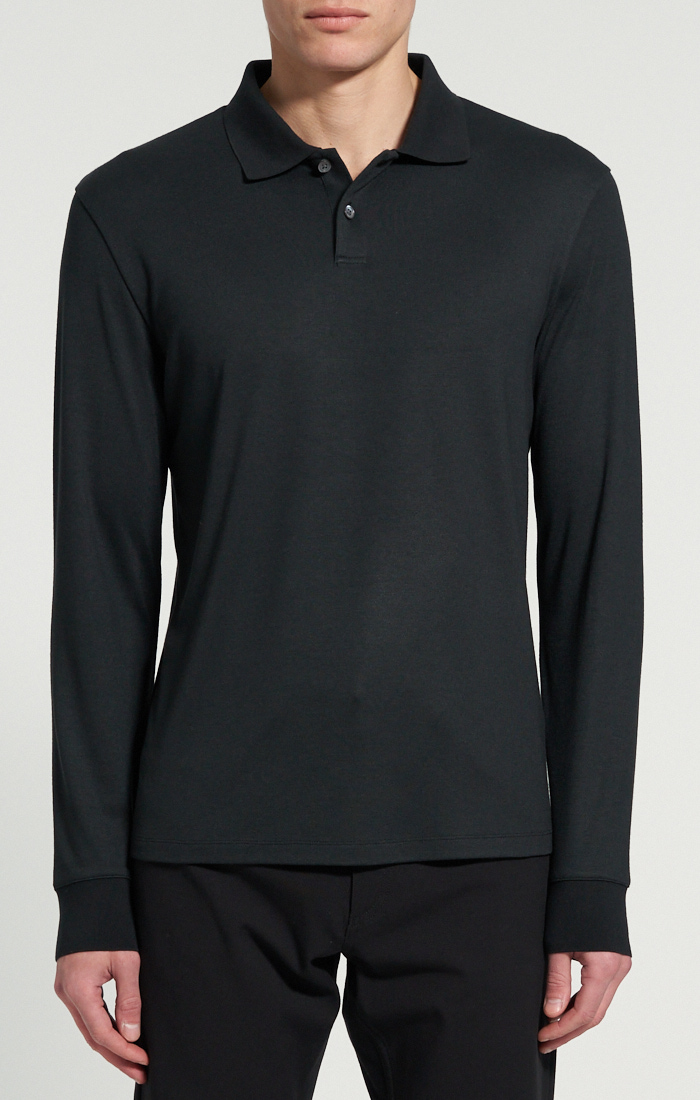 Goris Long Sleeve Anemone Polo in Black