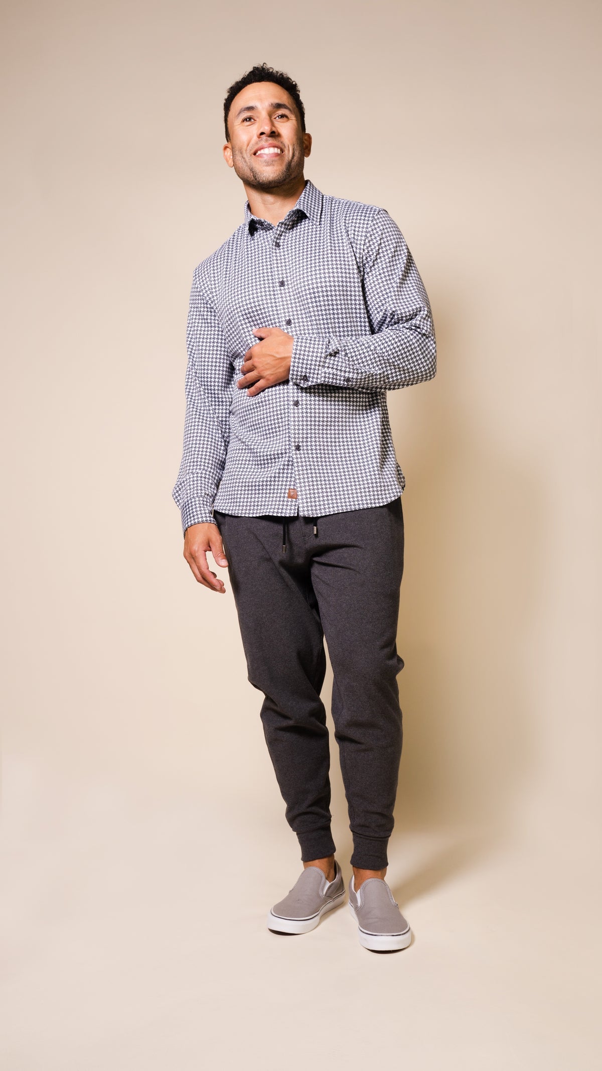 Andy Houndstooth Shirt in Jet Black