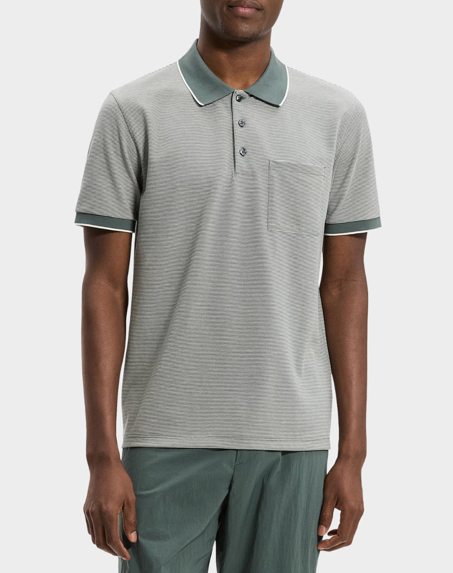 Ribbed Birdseye Pocket Polo Pine Grove Multi