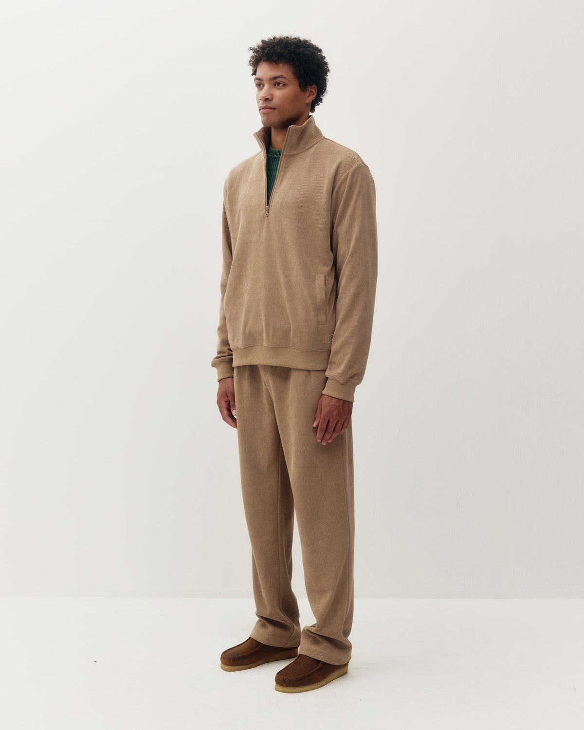 Chenille Knit 1/4 Zip Pullover Taupe