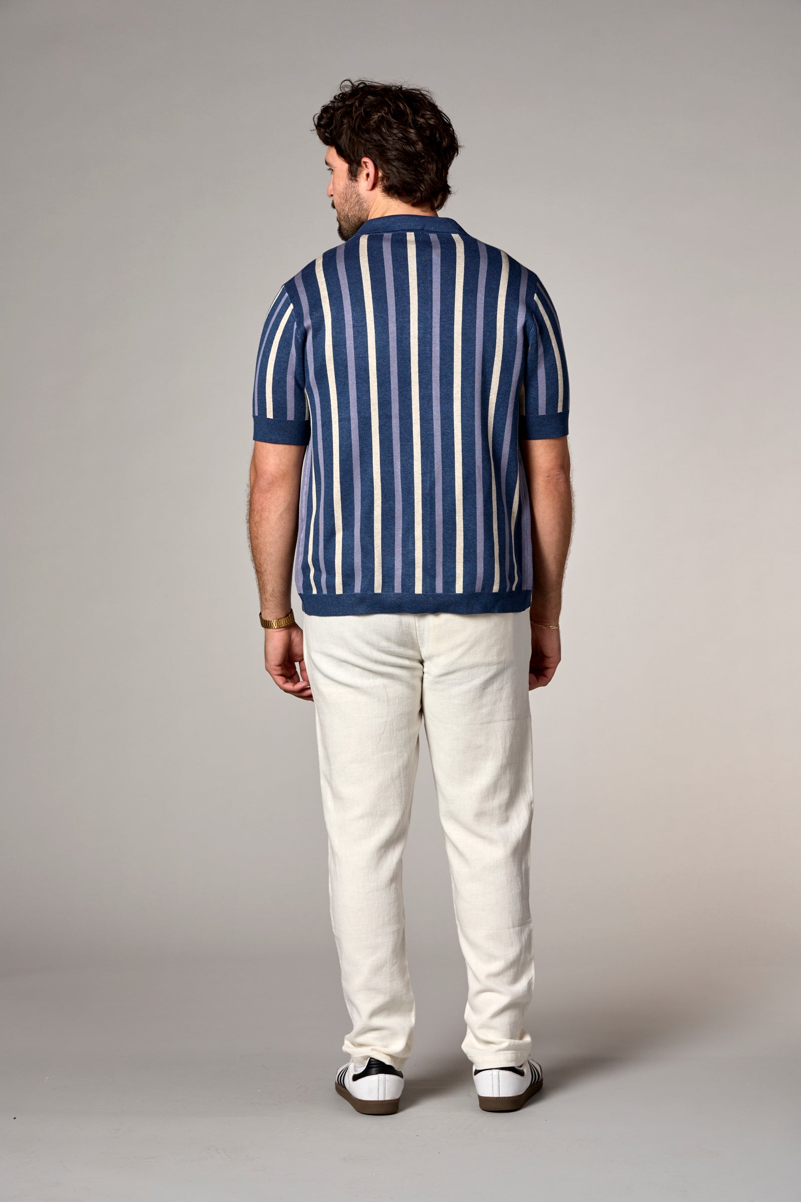 Striped Knit Shirt Navy Multi