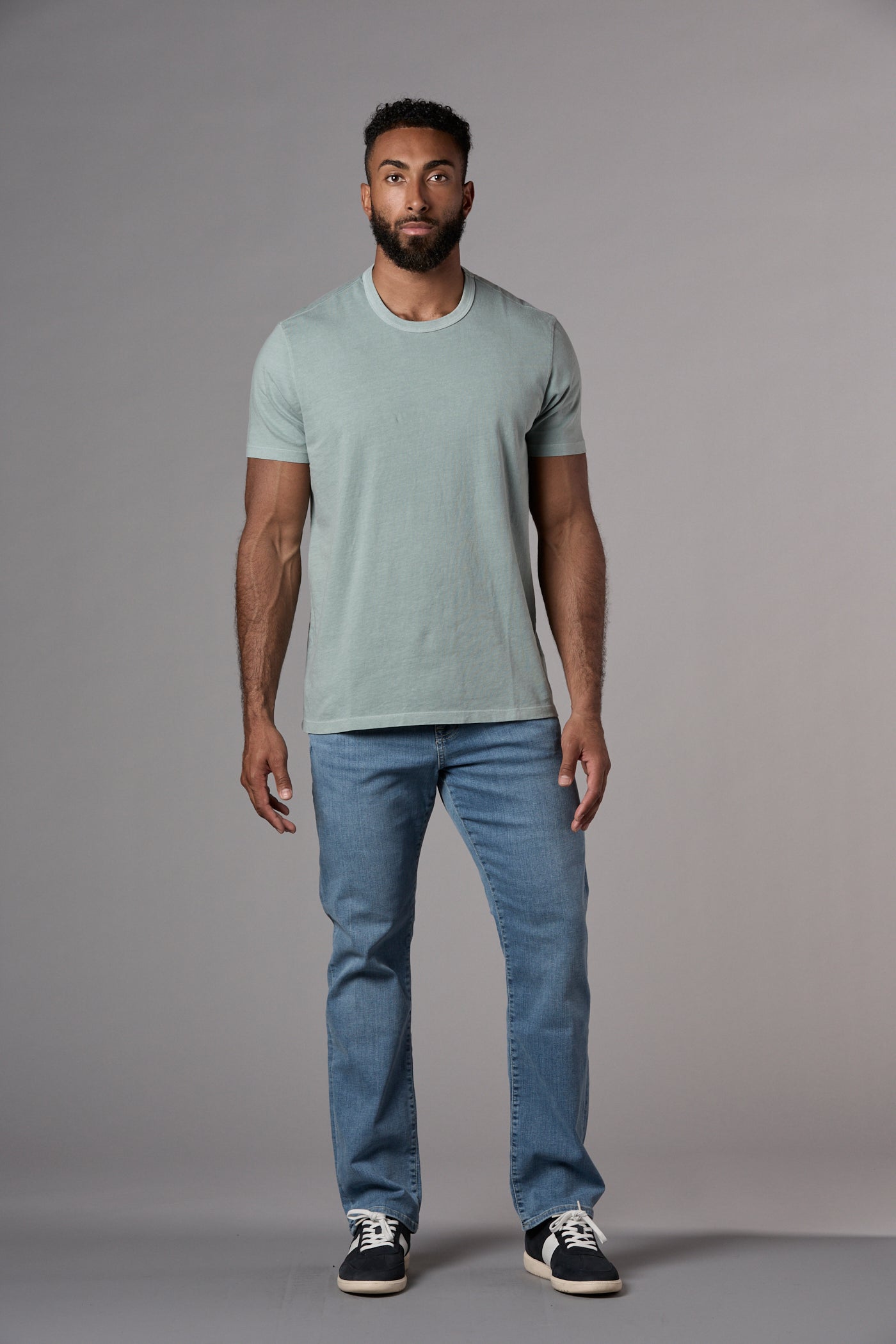 Ian Standard Fit Garment Dyed Tee Washed Blue Green