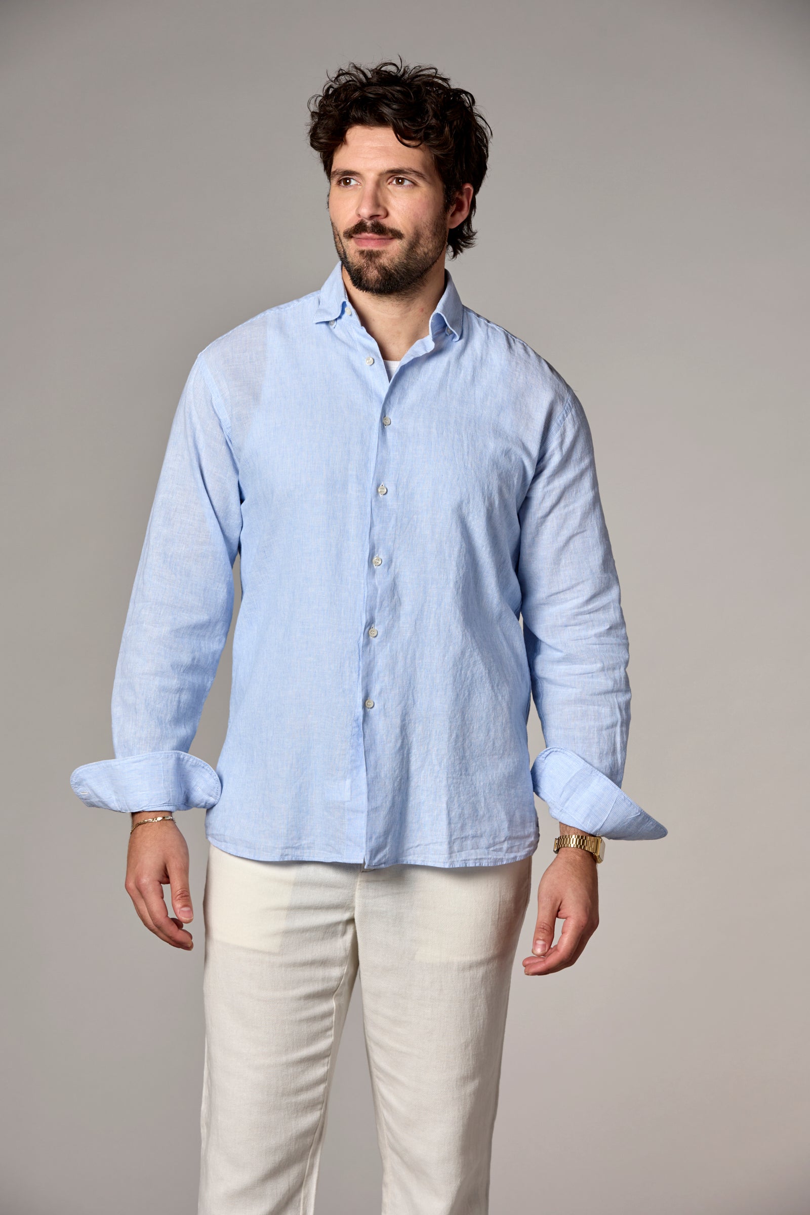 Clay Hidden Button Down Collar Shirt Blue
